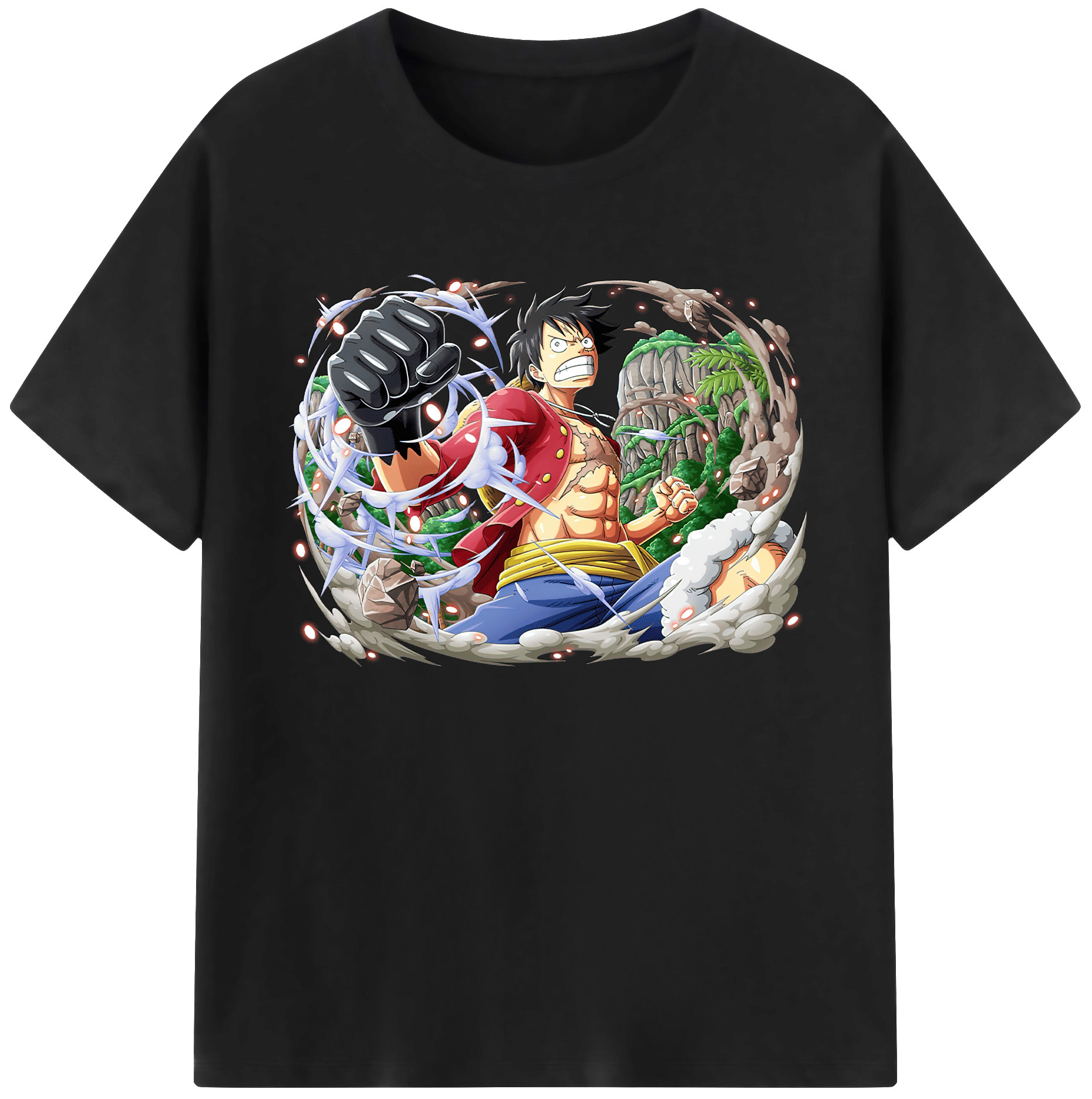 ワンピース モンキー・D・ルフィ ONE PIECE Monkey D. Luffy 綿100％ メンズ半袖Tシャツ｜肌触りやわらか＆通気性
