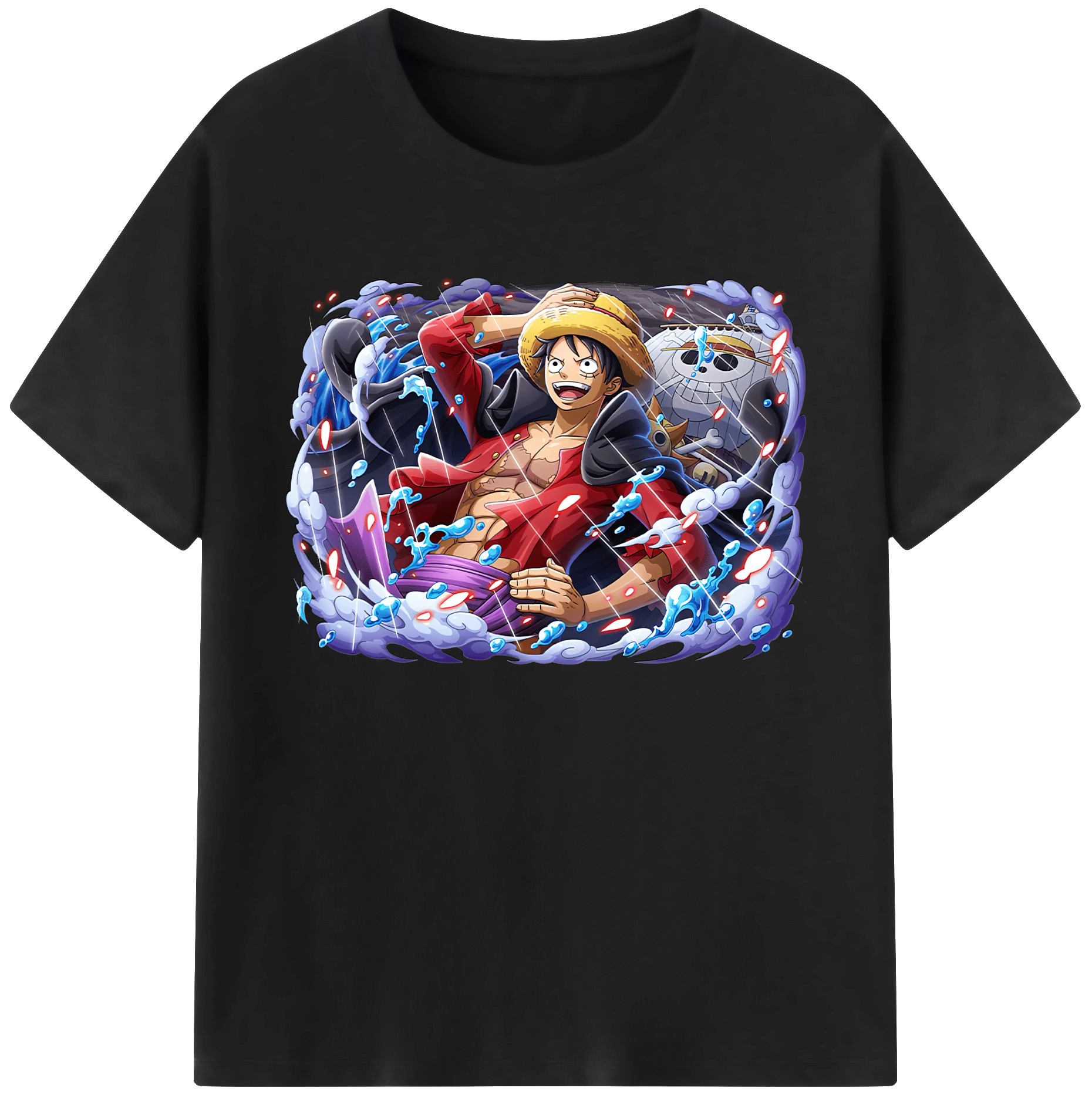 ワンピース モンキー・D・ルフィ ONE PIECE Monkey D. Luffy 綿100％ メンズ半袖Tシャツ｜肌触りやわらか＆通気性
