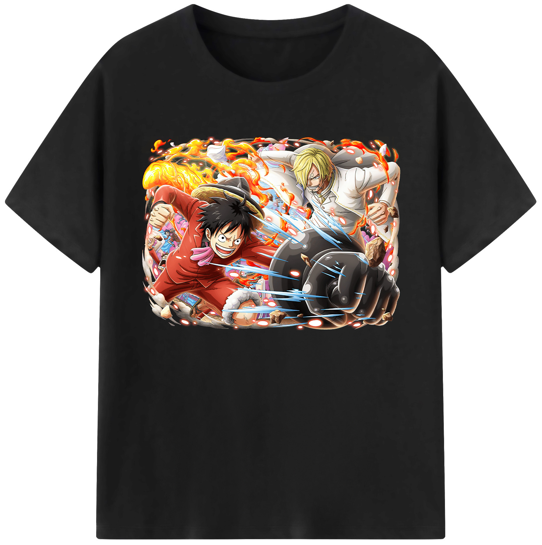 ワンピース モンキー・D・ルフィ ONE PIECE Monkey D. Luffy 綿100％ メンズ半袖Tシャツ｜肌触りやわらか＆通気性