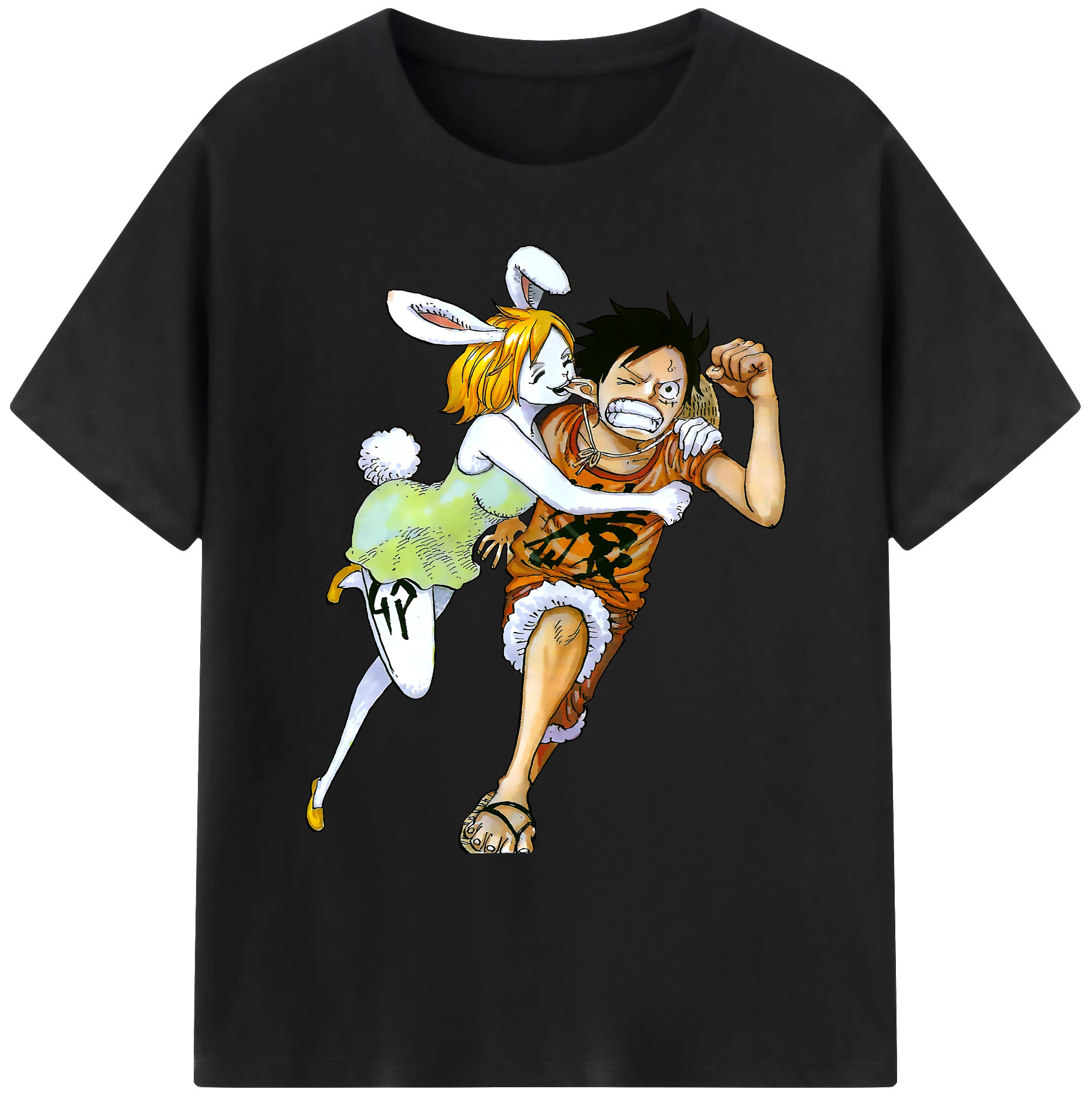 （画像用） ワンピース モンキー・D・ルフィ ONE PIECE Monkey D. Luffy 綿100％ メンズ半袖Tシャツ｜肌触りやわらか＆通気性