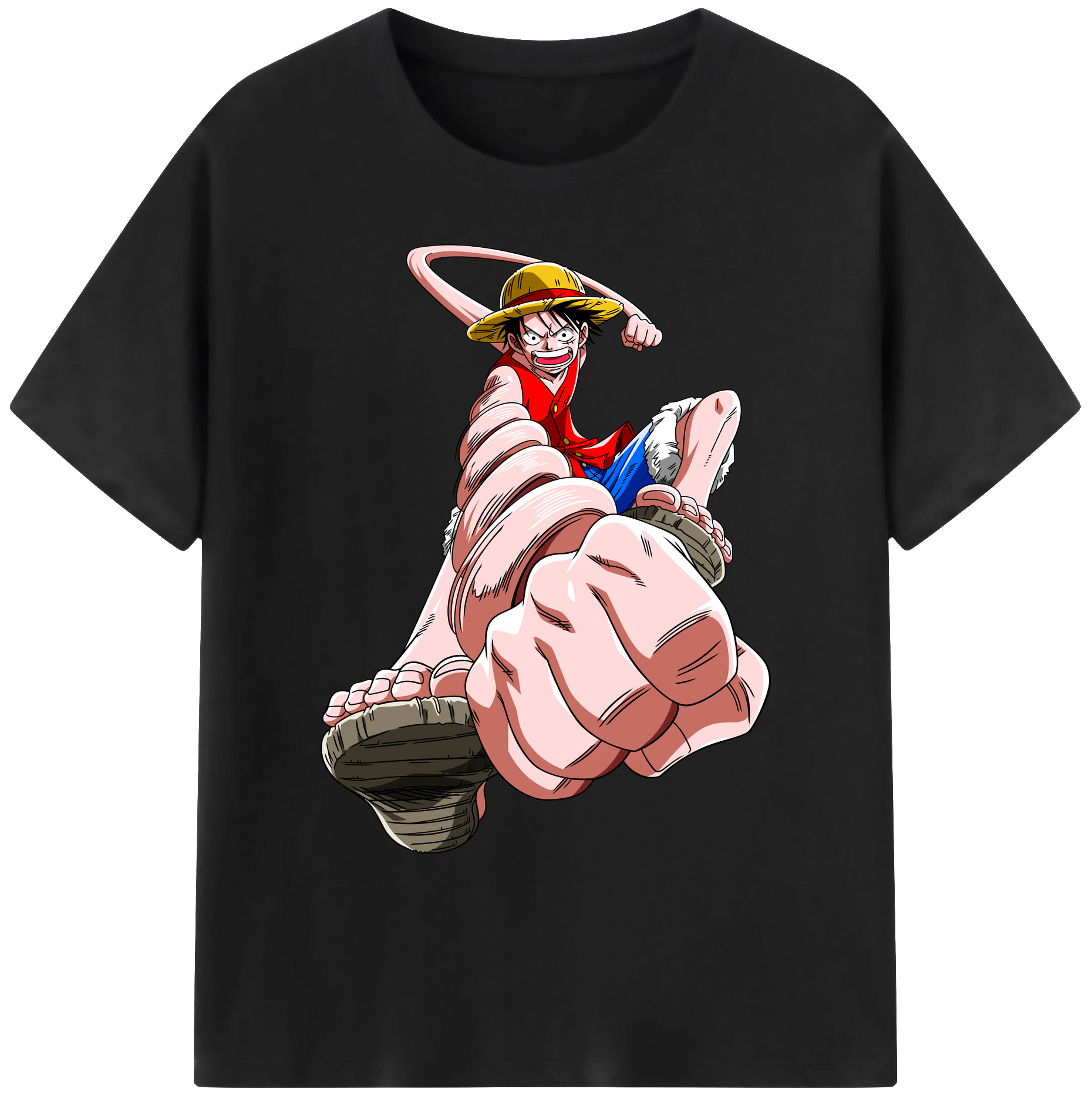ワンピース モンキー・D・ルフィ ONE PIECE Monkey D. Luffy 綿100％ メンズ半袖Tシャツ｜肌触りやわらか＆通気性