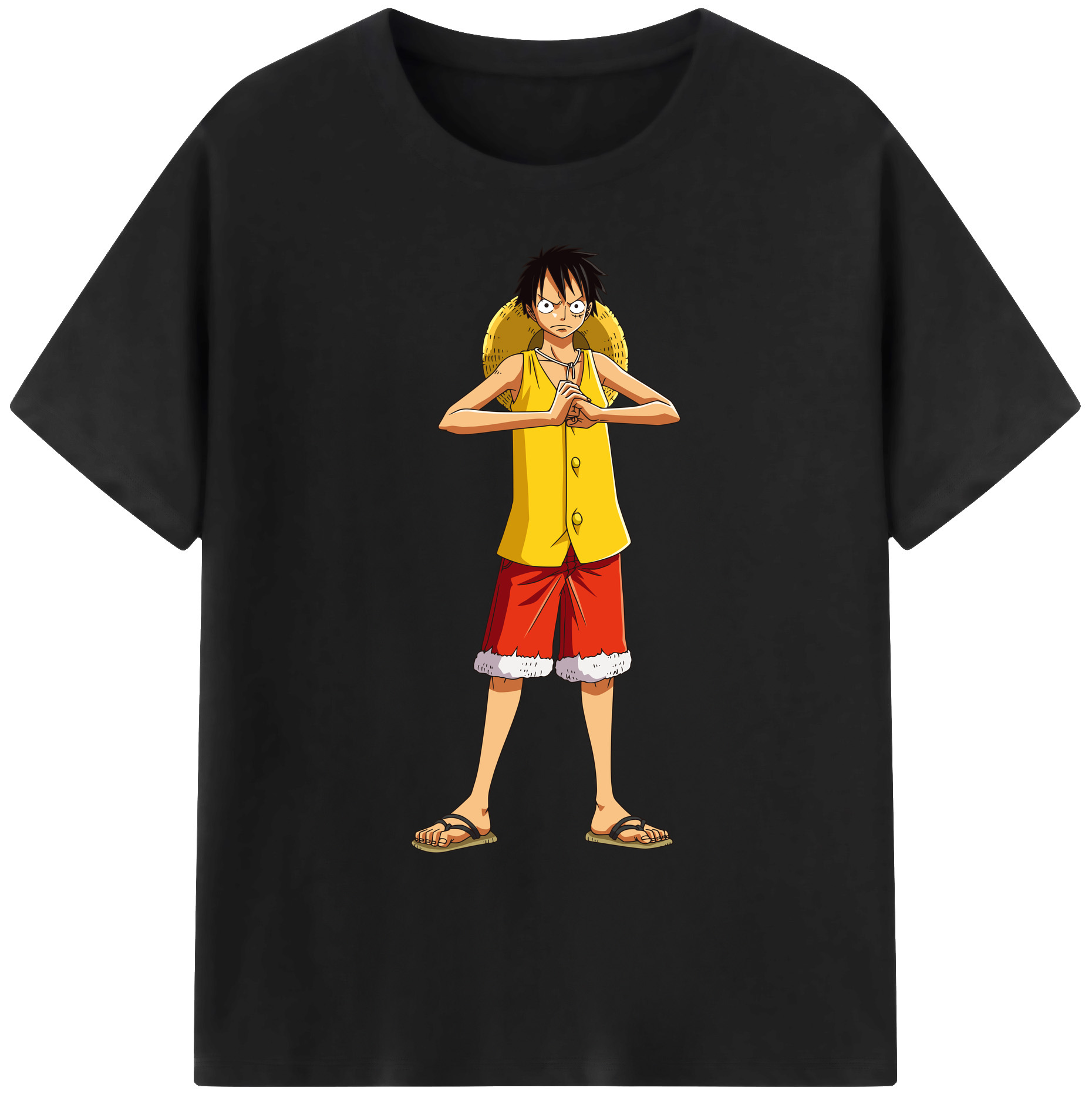 ワンピース モンキー・D・ルフィ ONE PIECE Monkey D. Luffy 綿100％ メンズ半袖Tシャツ｜肌触りやわらか＆通気性