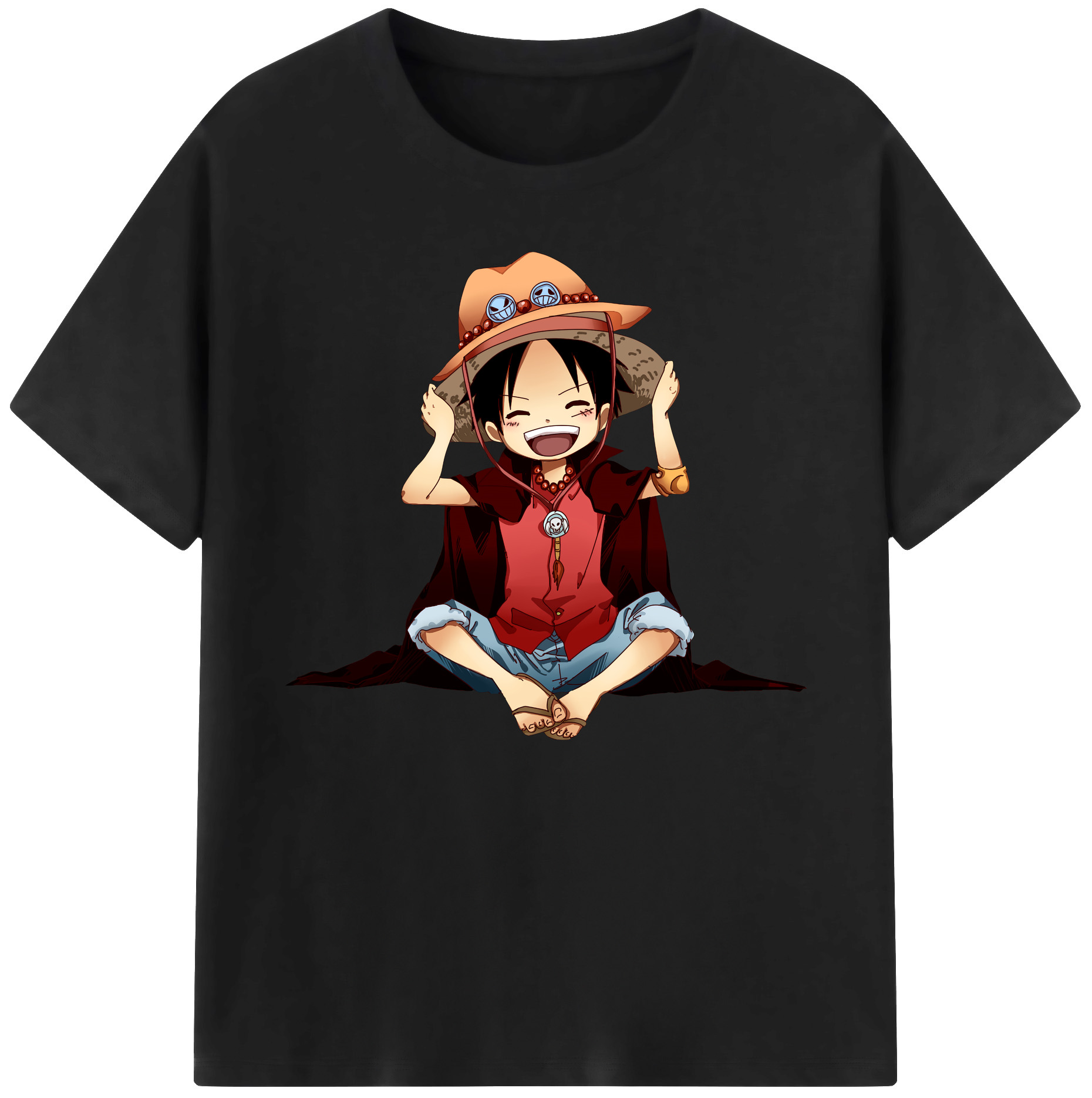 ワンピース モンキー・D・ルフィ ONE PIECE Monkey D. Luffy 綿100％ メンズ半袖Tシャツ｜肌触りやわらか＆通気性