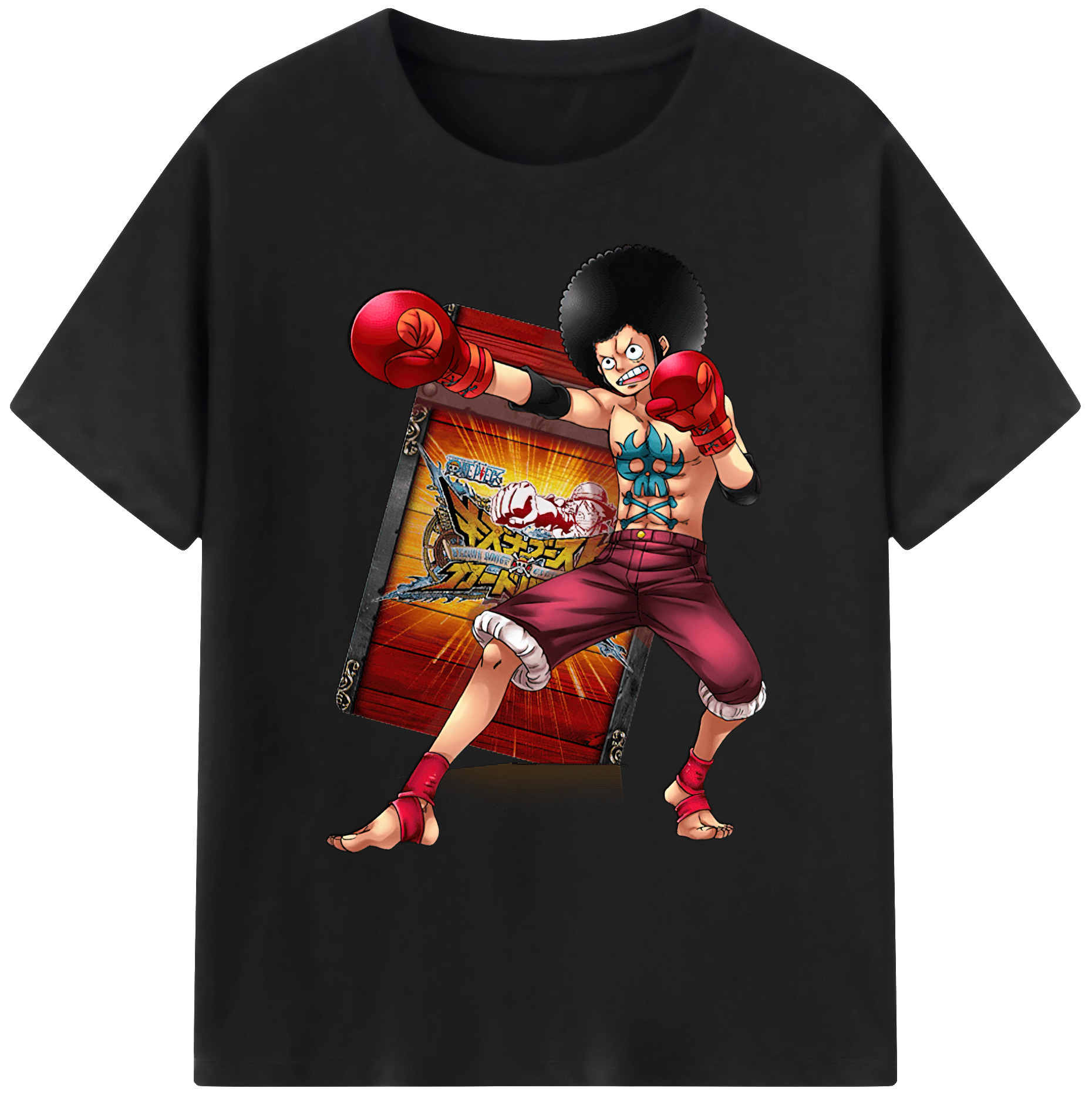 ワンピース モンキー・D・ルフィ ONE PIECE Monkey D. Luffy 綿100％ メンズ半袖Tシャツ｜肌触りやわらか＆通気性