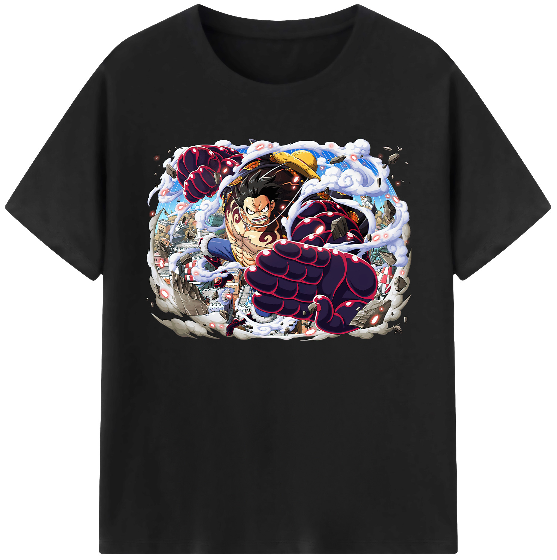ワンピース モンキー・D・ルフィ ONE PIECE Monkey D. Luffy 綿100％ メンズ半袖Tシャツ｜肌触りやわらか＆通気性