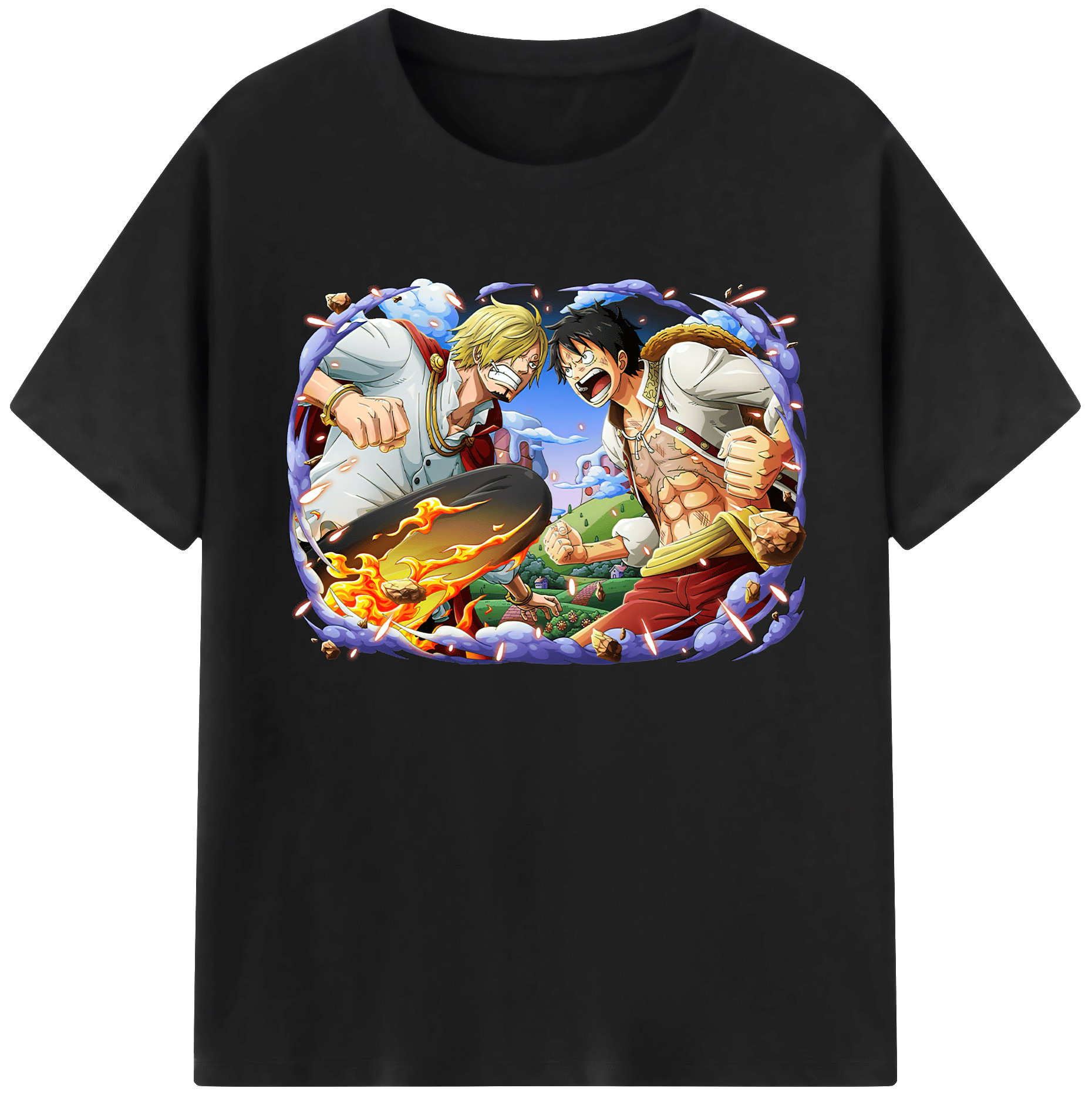 ワンピース モンキー・D・ルフィ ONE PIECE Monkey D. Luffy 綿100％ メンズ半袖Tシャツ｜肌触りやわらか＆通気性