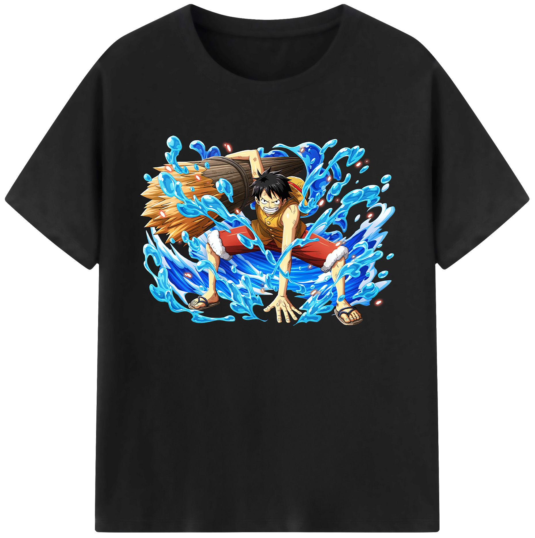 ワンピース モンキー・D・ルフィ ONE PIECE Monkey D. Luffy 綿100％ メンズ半袖Tシャツ｜肌触りやわらか＆通気性