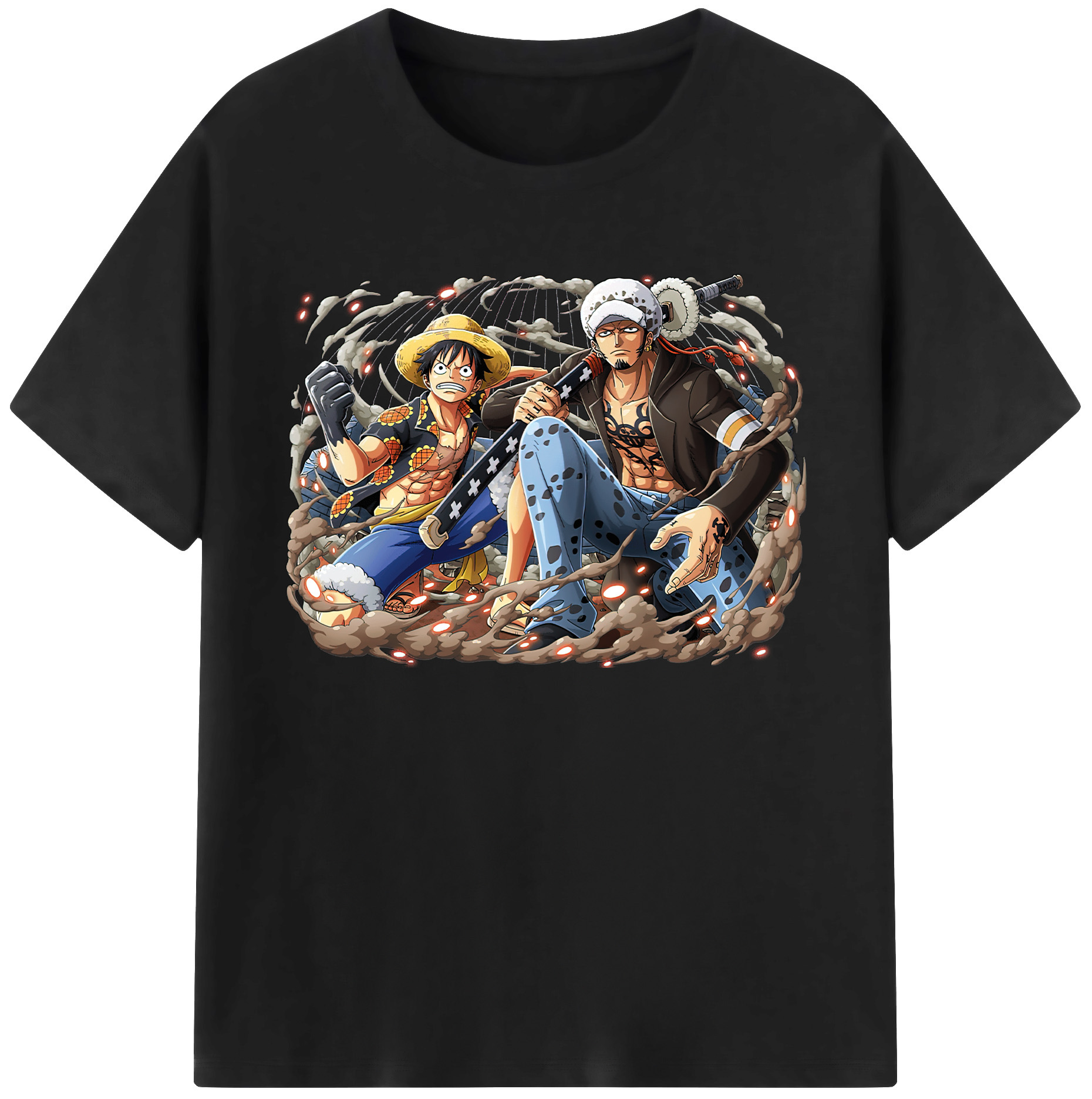 ワンピース モンキー・D・ルフィ ONE PIECE Monkey D. Luffy 綿100％ メンズ半袖Tシャツ｜肌触りやわらか＆通気性