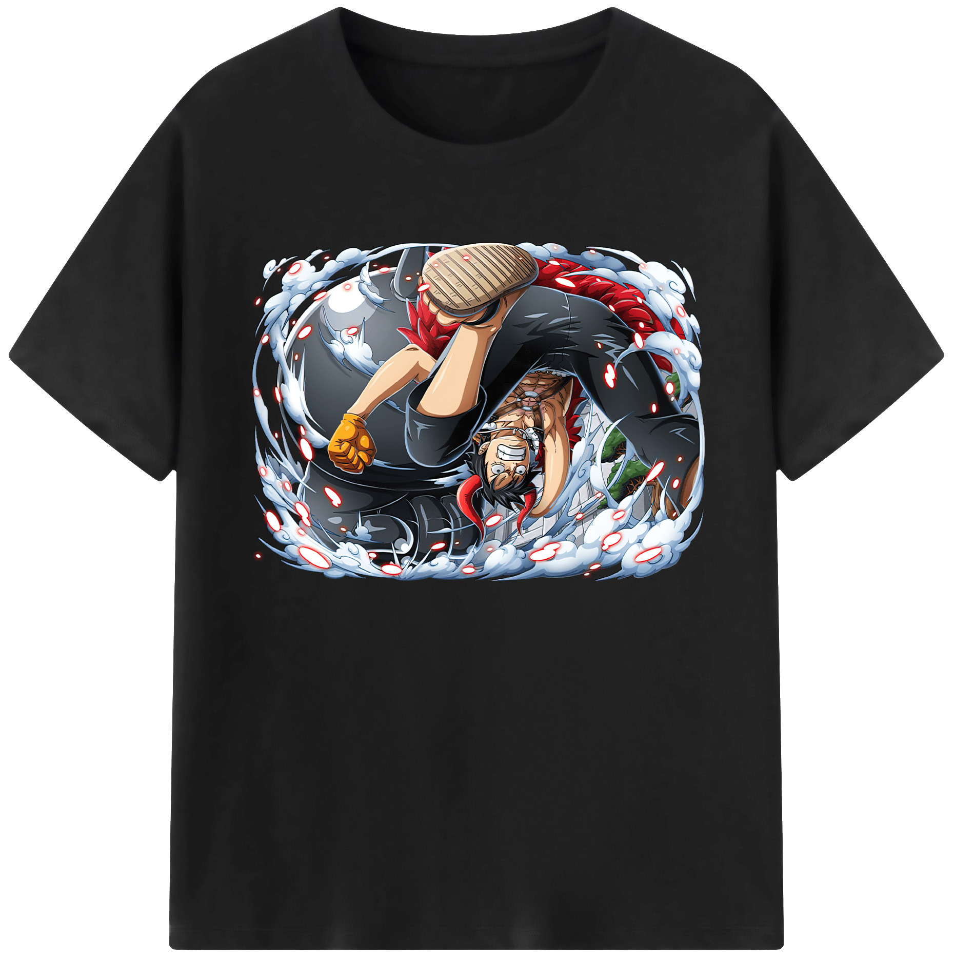 ワンピース モンキー・D・ルフィ ONE PIECE Monkey D. Luffy 綿100％ メンズ半袖Tシャツ｜肌触りやわらか＆通気性