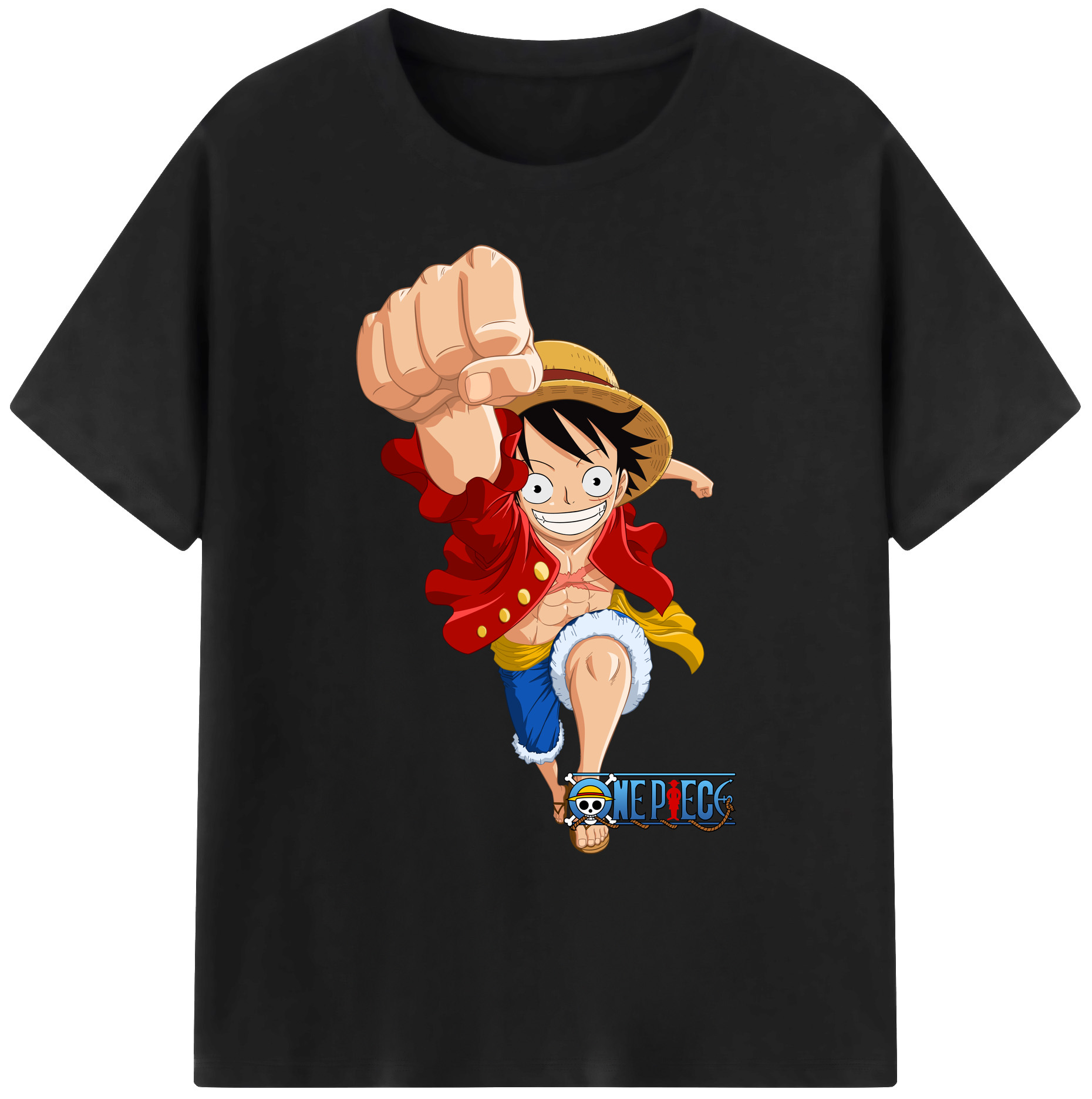 ワンピース モンキー・D・ルフィ ONE PIECE Monkey D. Luffy 綿100％ メンズ半袖Tシャツ｜肌触りやわらか＆通気性