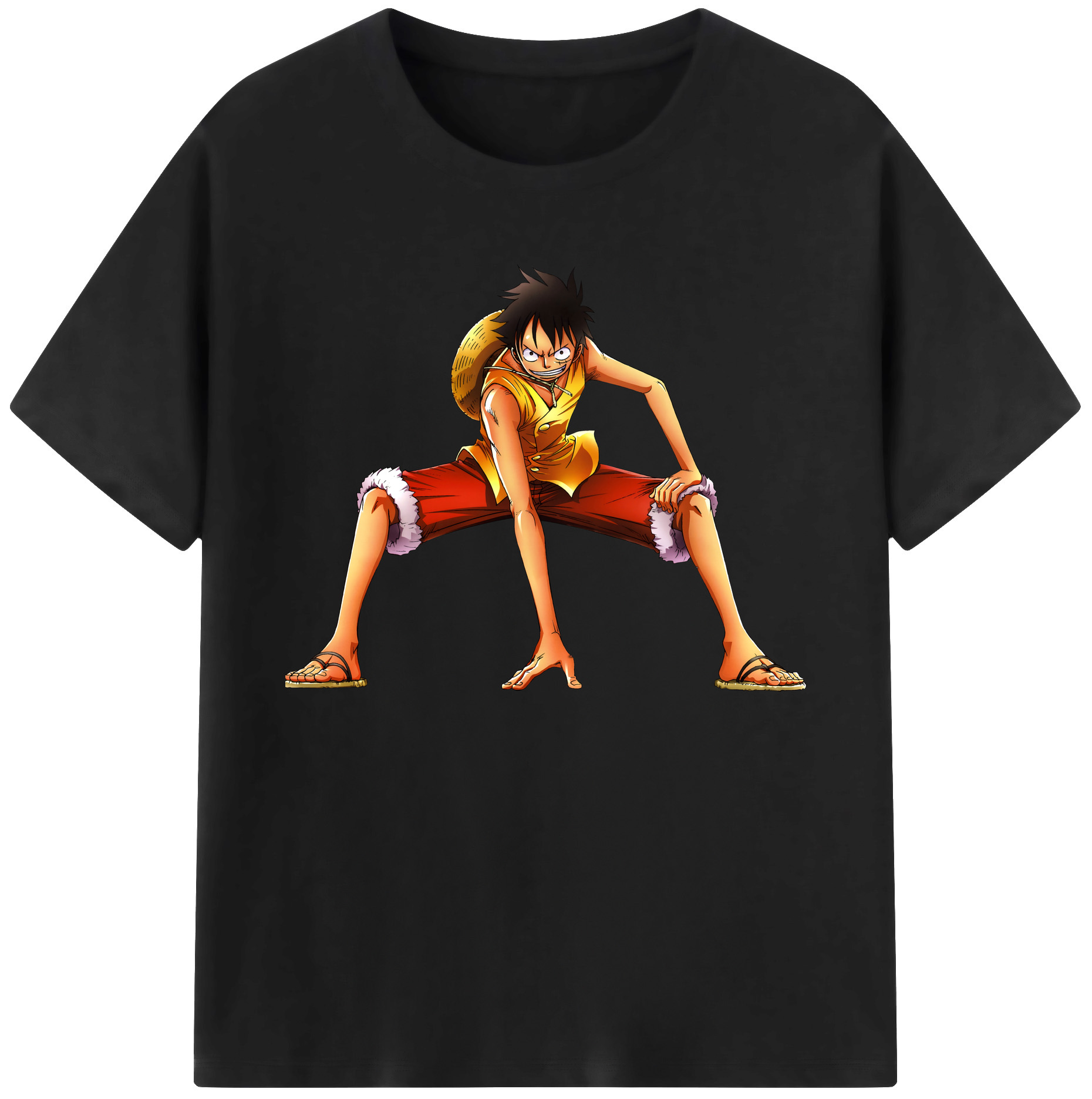 ワンピース モンキー・D・ルフィ ONE PIECE Monkey D. Luffy 綿100％ メンズ半袖Tシャツ｜肌触りやわらか＆通気性