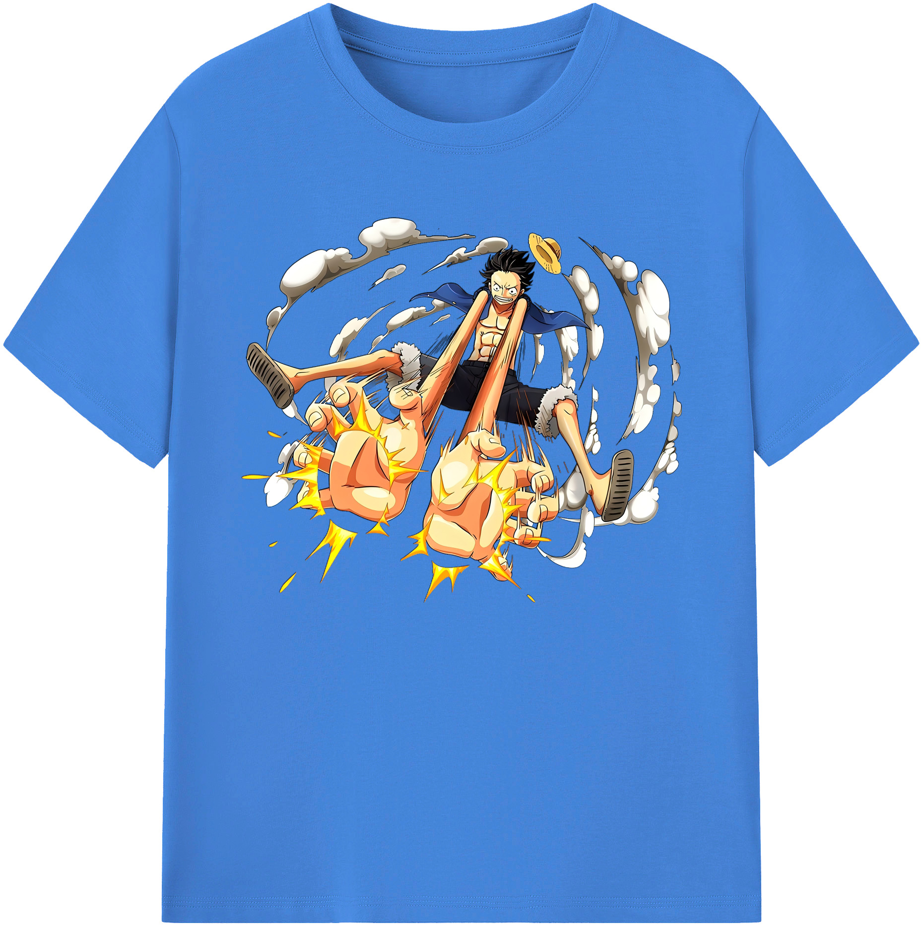 ワンピース モンキー・D・ルフィ ONE PIECE Monkey D. Luffy 綿100％ メンズ半袖Tシャツ｜肌触りやわらか＆通気性