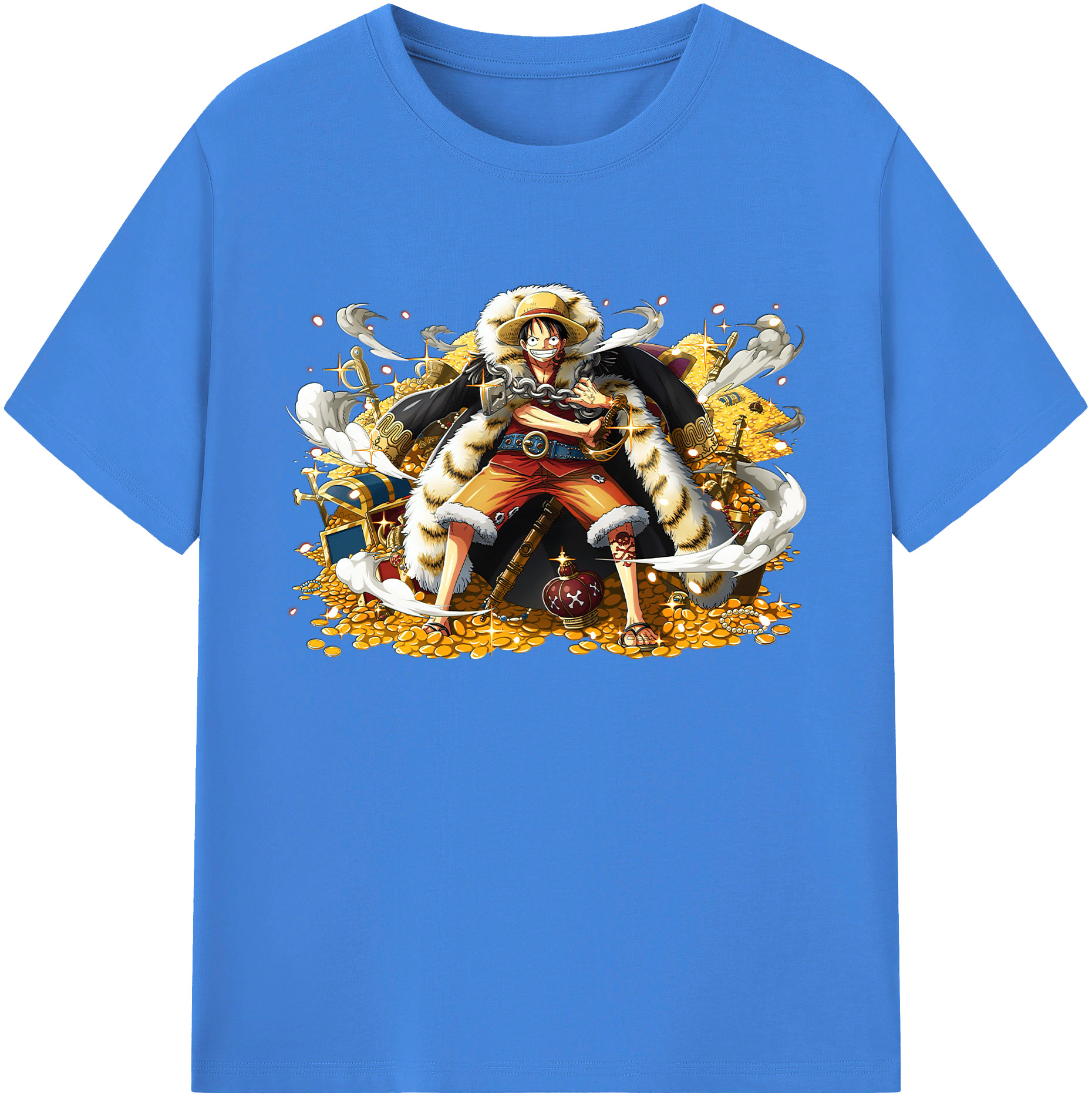 ワンピース モンキー・D・ルフィ ONE PIECE Monkey D. Luffy 綿100％ メンズ半袖Tシャツ｜肌触りやわらか＆通気性