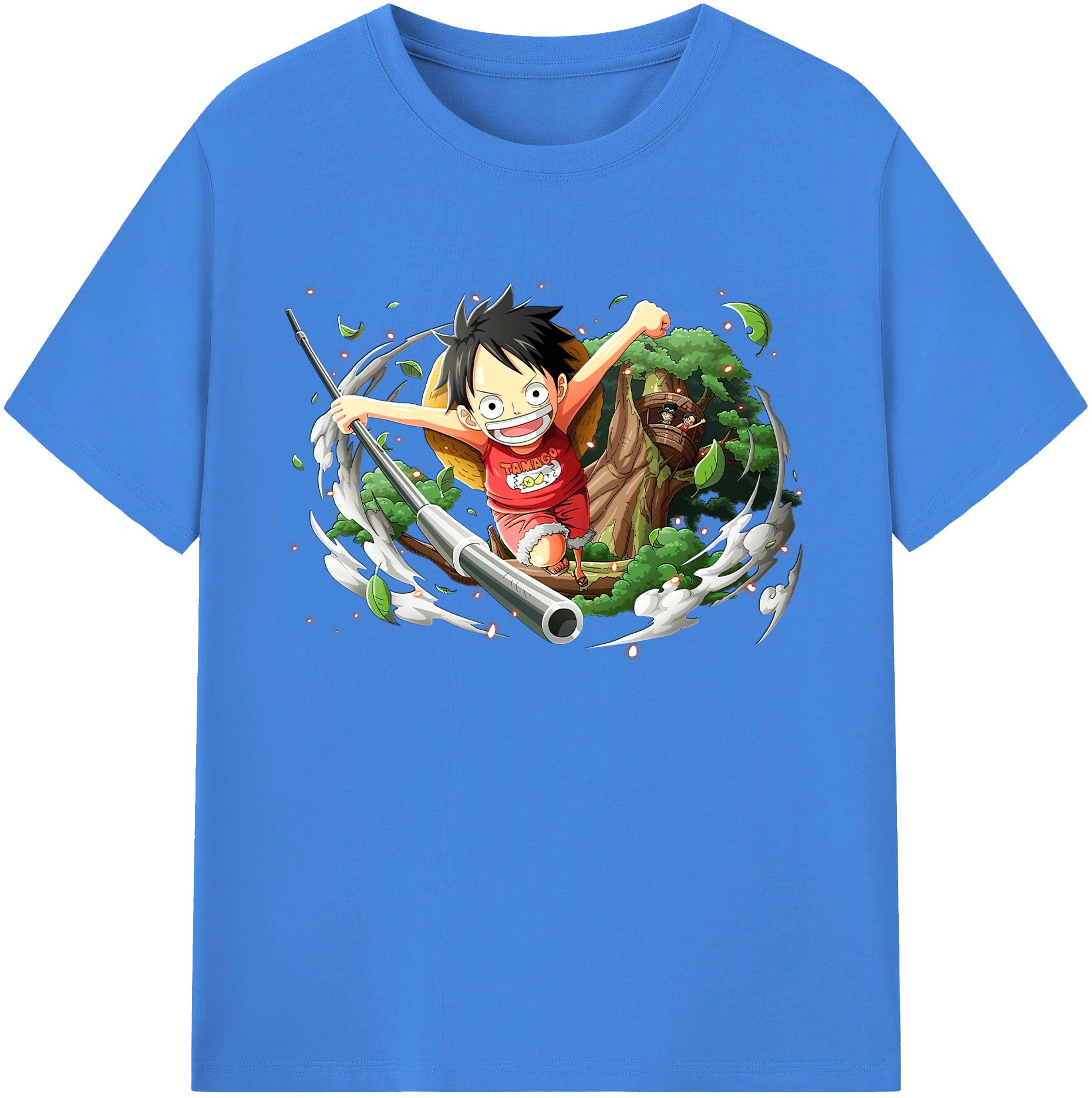 ワンピース モンキー・D・ルフィ ONE PIECE Monkey D. Luffy 綿100％ メンズ半袖Tシャツ｜肌触りやわらか＆通気性