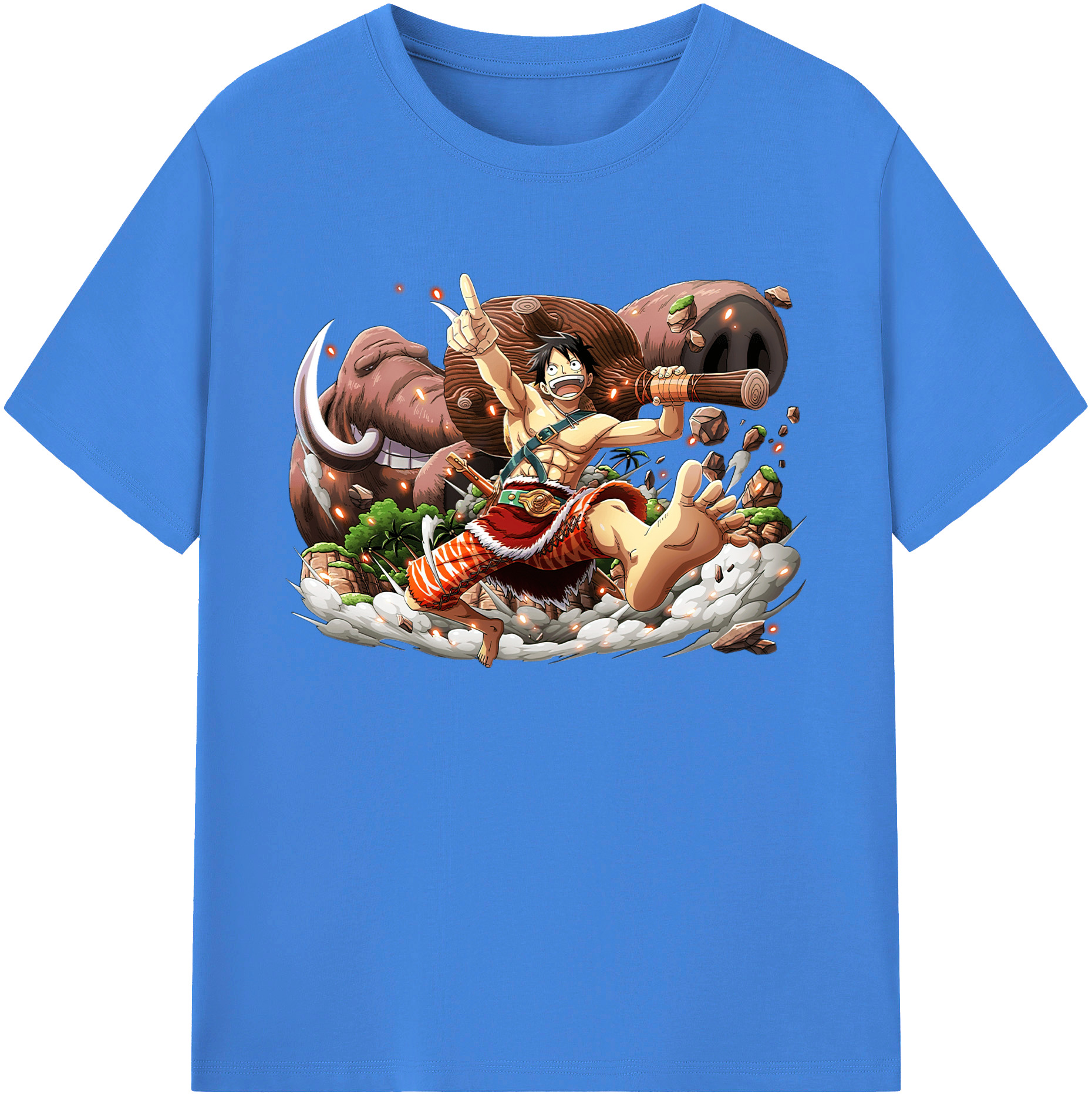 ワンピース モンキー・D・ルフィ ONE PIECE Monkey D. Luffy 綿100％ メンズ半袖Tシャツ｜肌触りやわらか＆通気性
