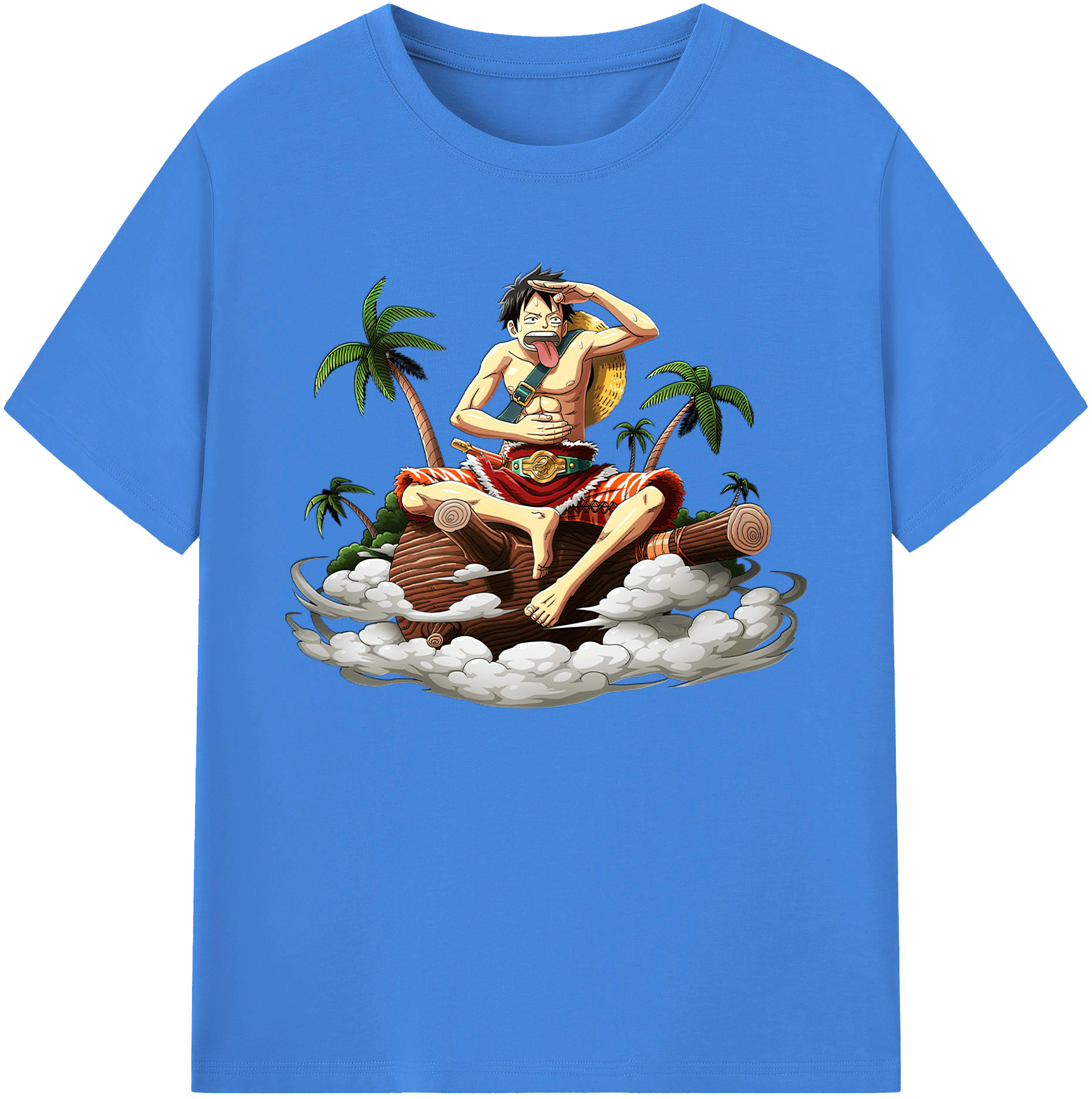 ワンピース モンキー・D・ルフィ ONE PIECE Monkey D. Luffy 綿100％ メンズ半袖Tシャツ｜肌触りやわらか＆通気性