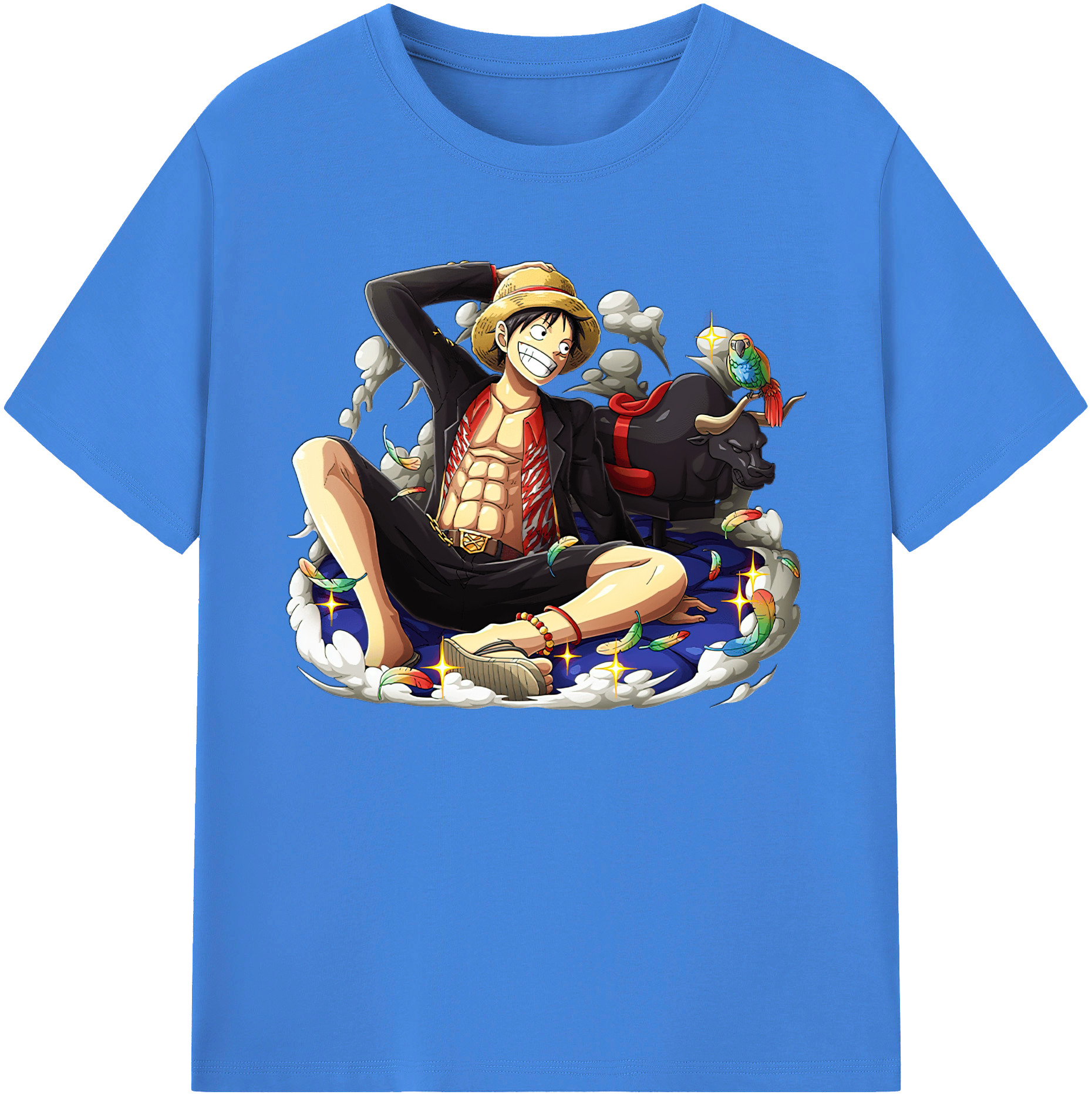 ワンピース モンキー・D・ルフィ ONE PIECE Monkey D. Luffy 綿100％ メンズ半袖Tシャツ｜肌触りやわらか＆通気性