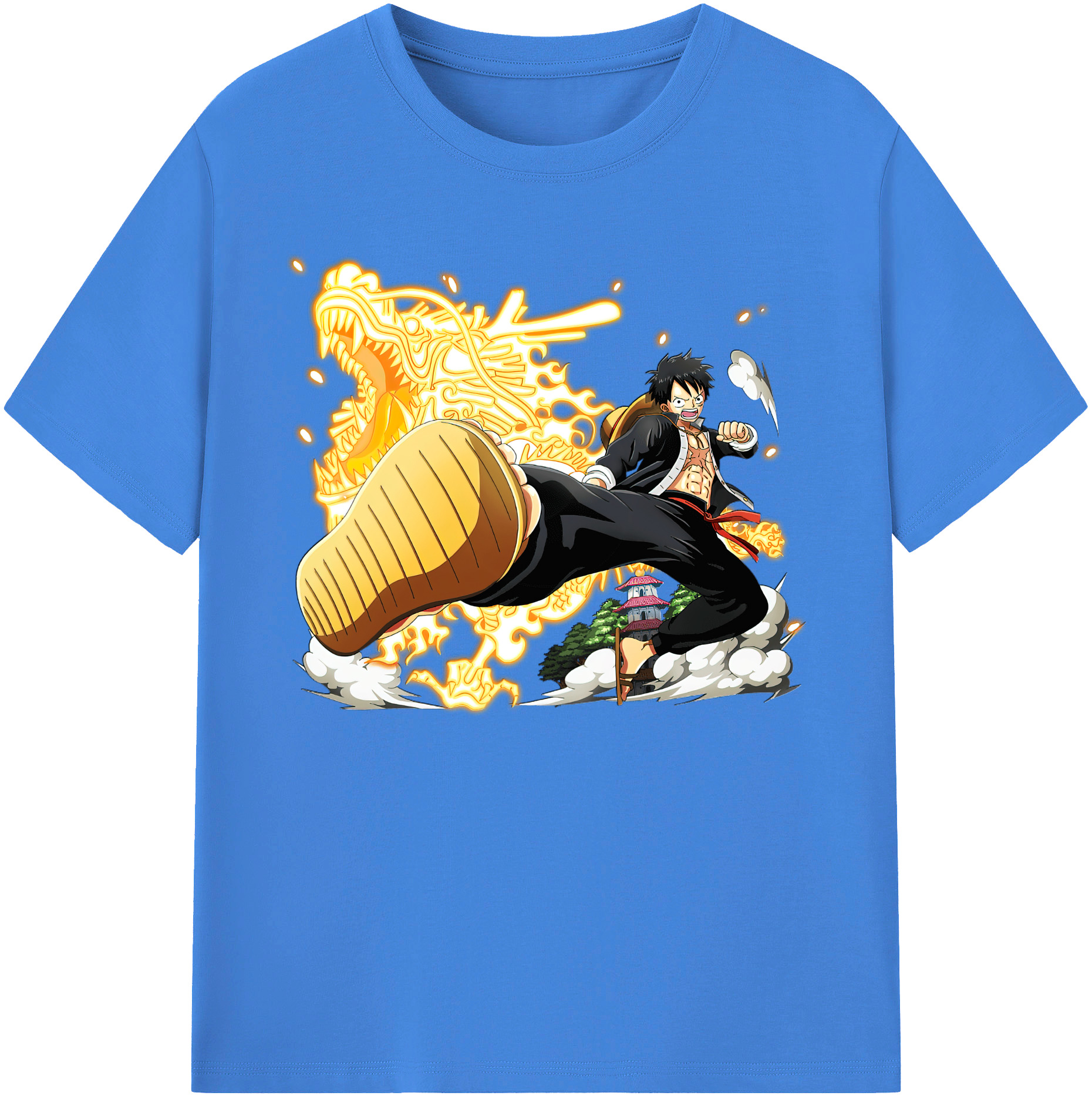 ワンピース モンキー・D・ルフィ ONE PIECE Monkey D. Luffy 綿100％ メンズ半袖Tシャツ｜肌触りやわらか＆通気性
