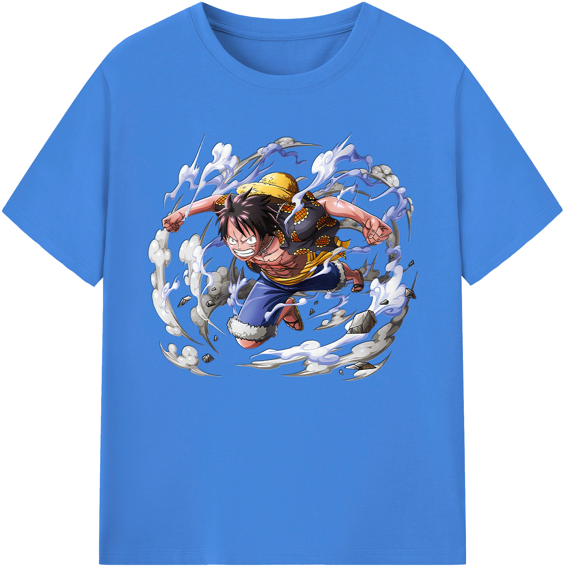 ワンピース モンキー・D・ルフィ ONE PIECE Monkey D. Luffy 綿100％ メンズ半袖Tシャツ｜肌触りやわらか＆通気性