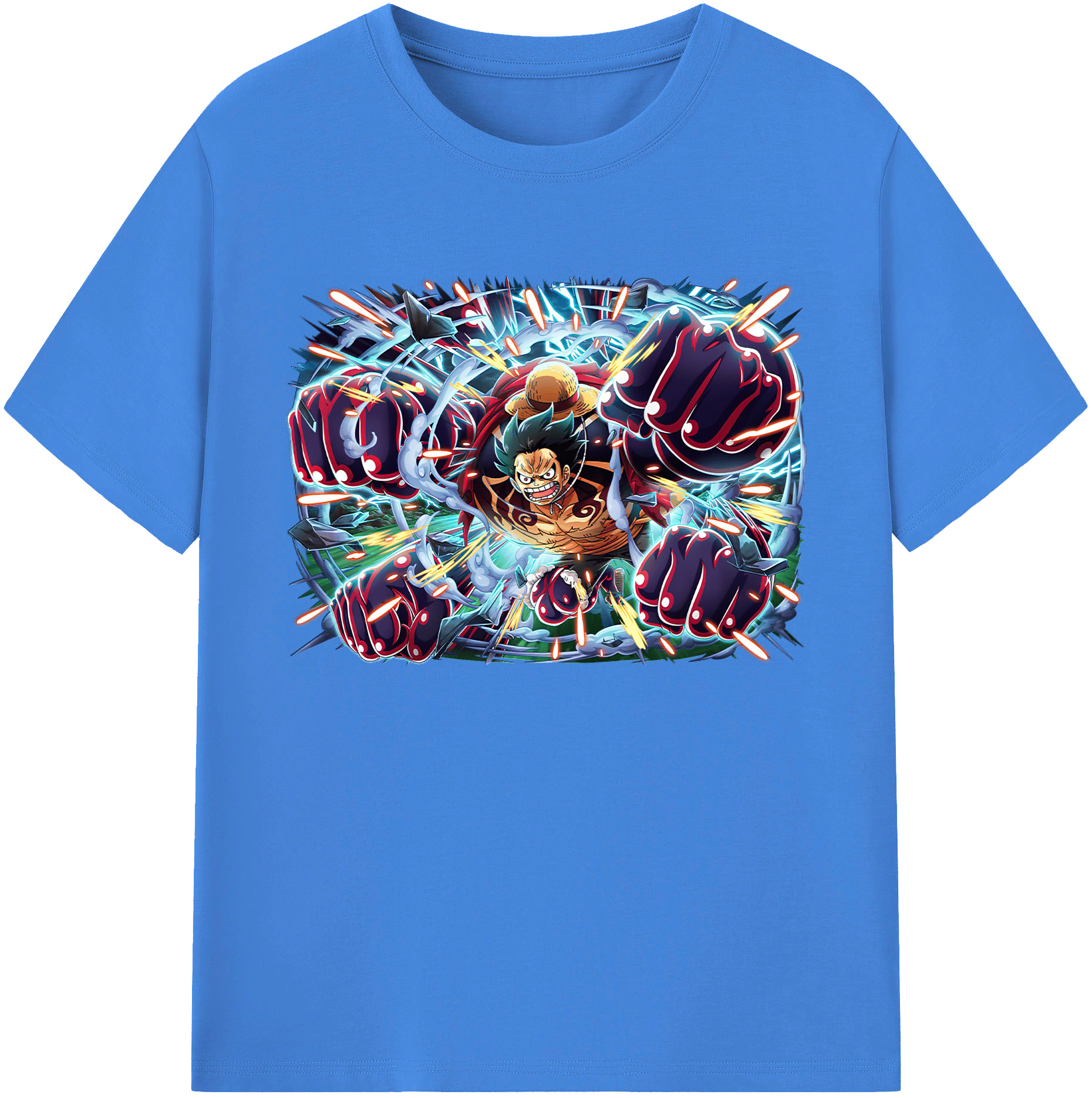 ワンピース モンキー・D・ルフィ ONE PIECE Monkey D. Luffy 綿100％ メンズ半袖Tシャツ｜肌触りやわらか＆通気性