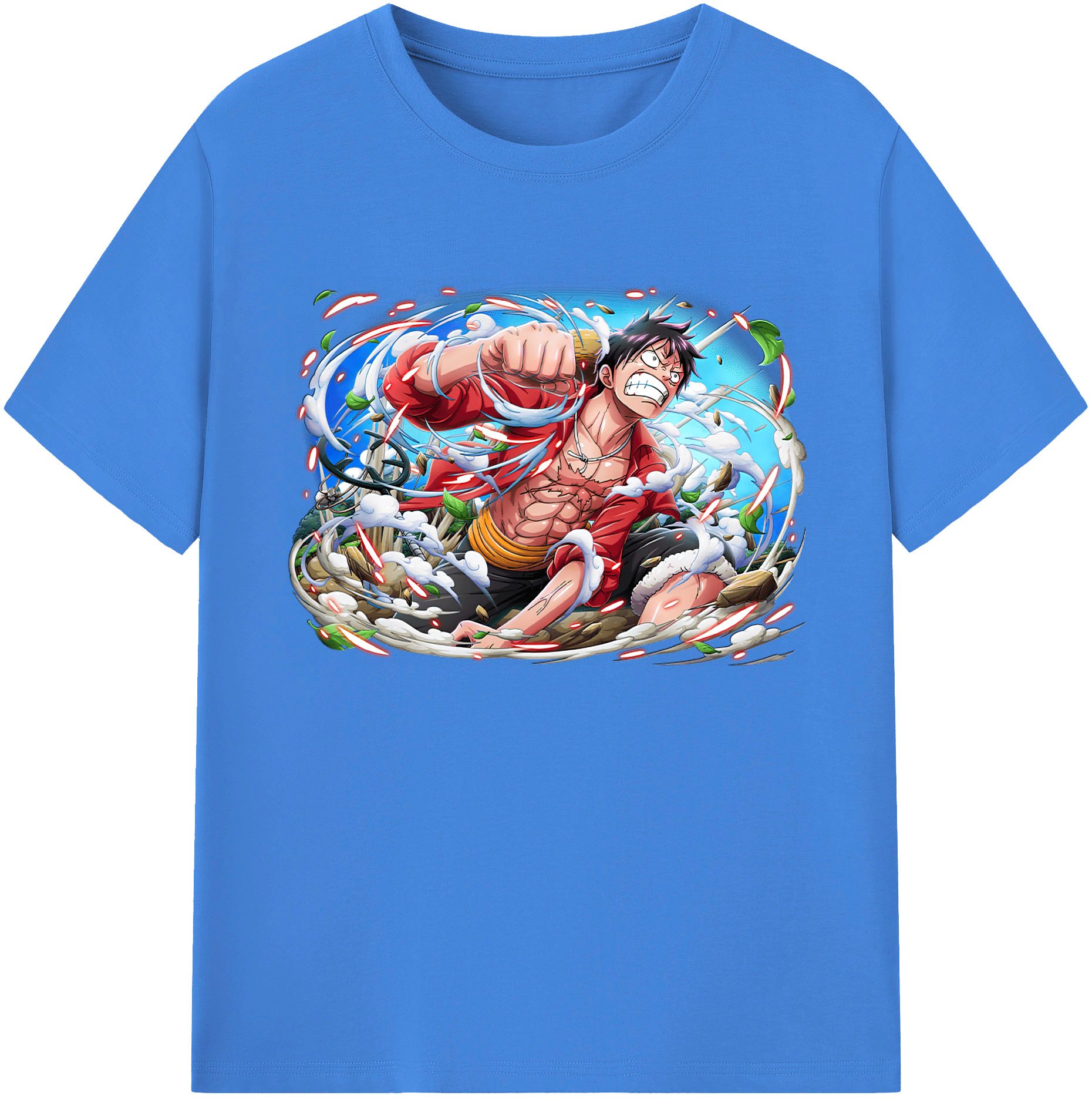 ワンピース モンキー・D・ルフィ ONE PIECE Monkey D. Luffy 綿100％ メンズ半袖Tシャツ｜肌触りやわらか＆通気性