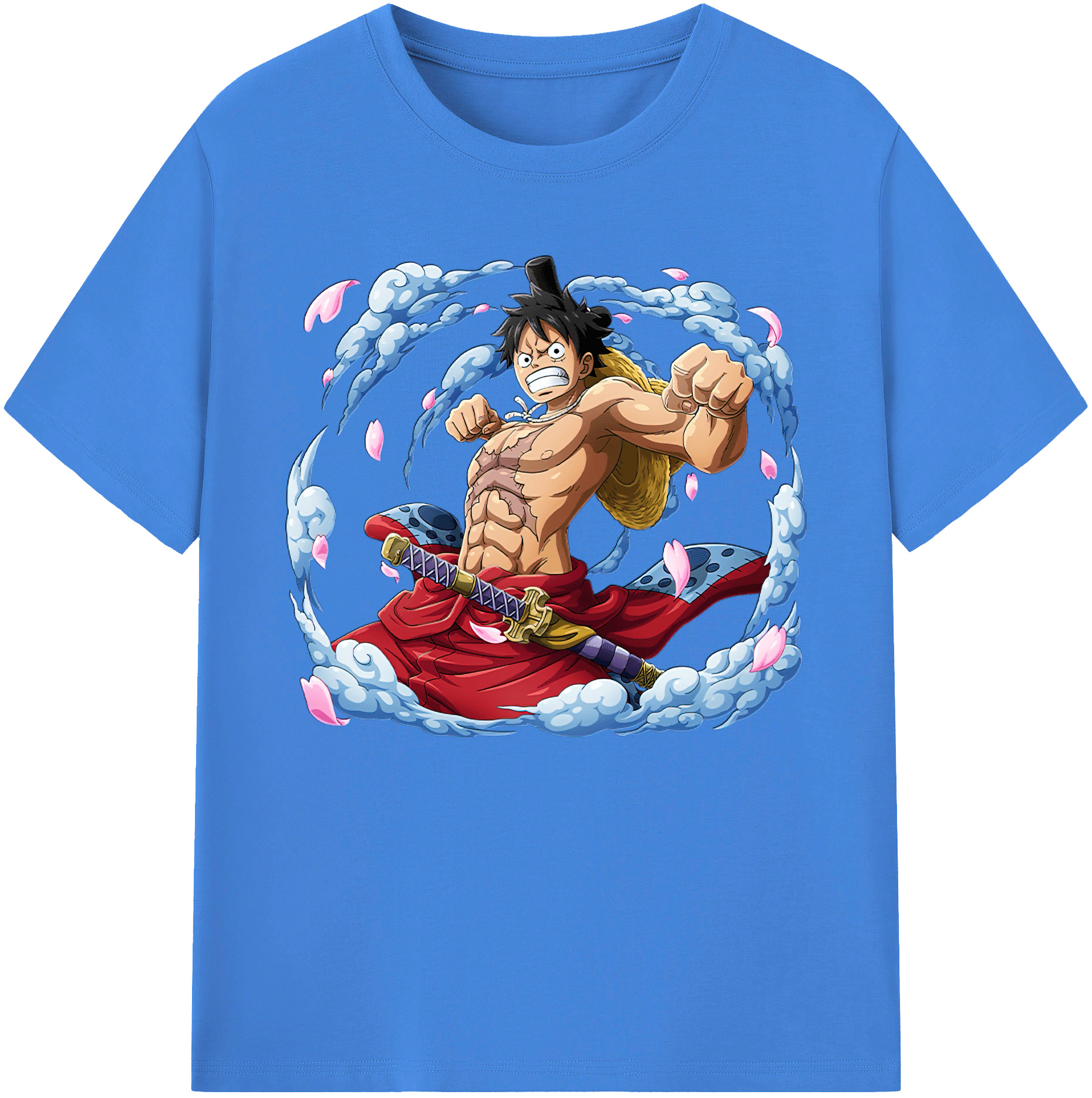 ワンピース モンキー・D・ルフィ ONE PIECE Monkey D. Luffy 綿100％ メンズ半袖Tシャツ｜肌触りやわらか＆通気性