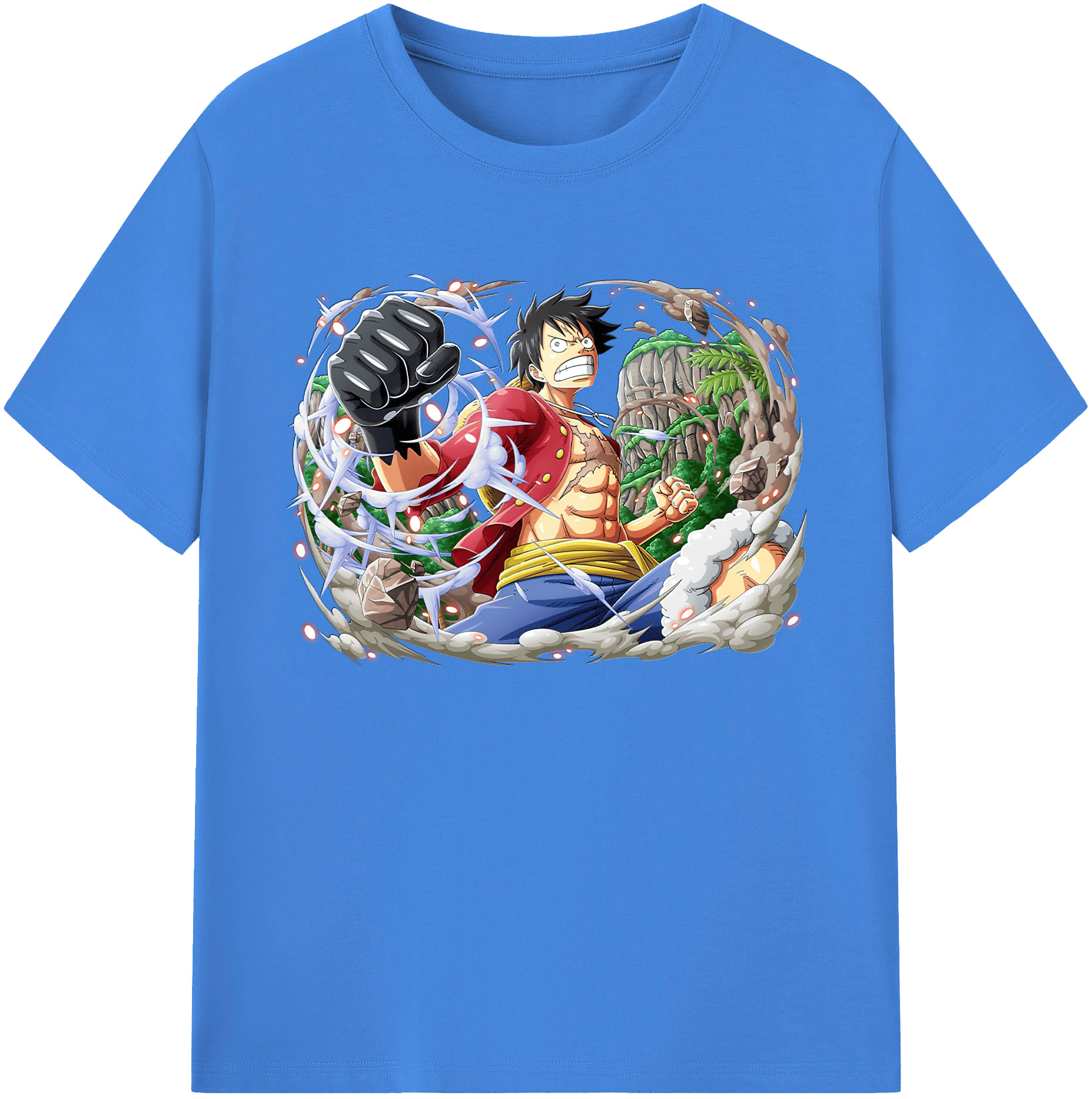 ワンピース モンキー・D・ルフィ ONE PIECE Monkey D. Luffy 綿100％ メンズ半袖Tシャツ｜肌触りやわらか＆通気性