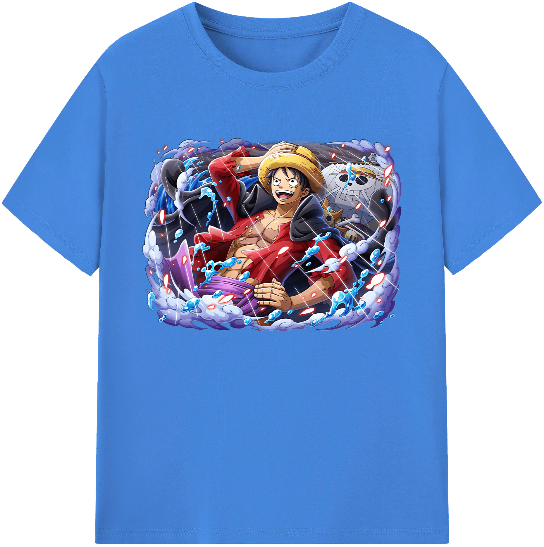 ワンピース モンキー・D・ルフィ ONE PIECE Monkey D. Luffy 綿100％ メンズ半袖Tシャツ｜肌触りやわらか＆通気性