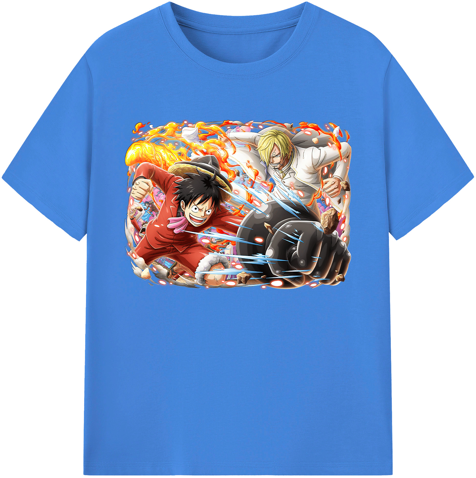 ワンピース モンキー・D・ルフィ ONE PIECE Monkey D. Luffy 綿100％ メンズ半袖Tシャツ｜肌触りやわらか＆通気性