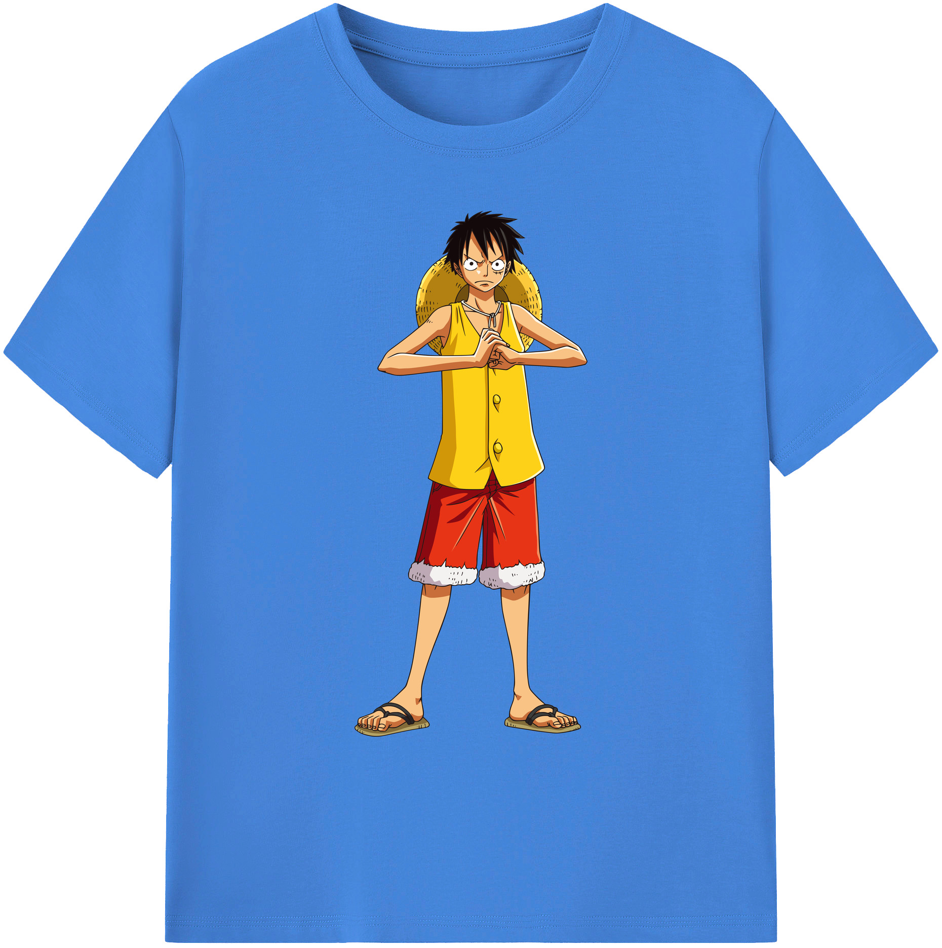 ワンピース モンキー・D・ルフィ ONE PIECE Monkey D. Luffy 綿100％ メンズ半袖Tシャツ｜肌触りやわらか＆通気性