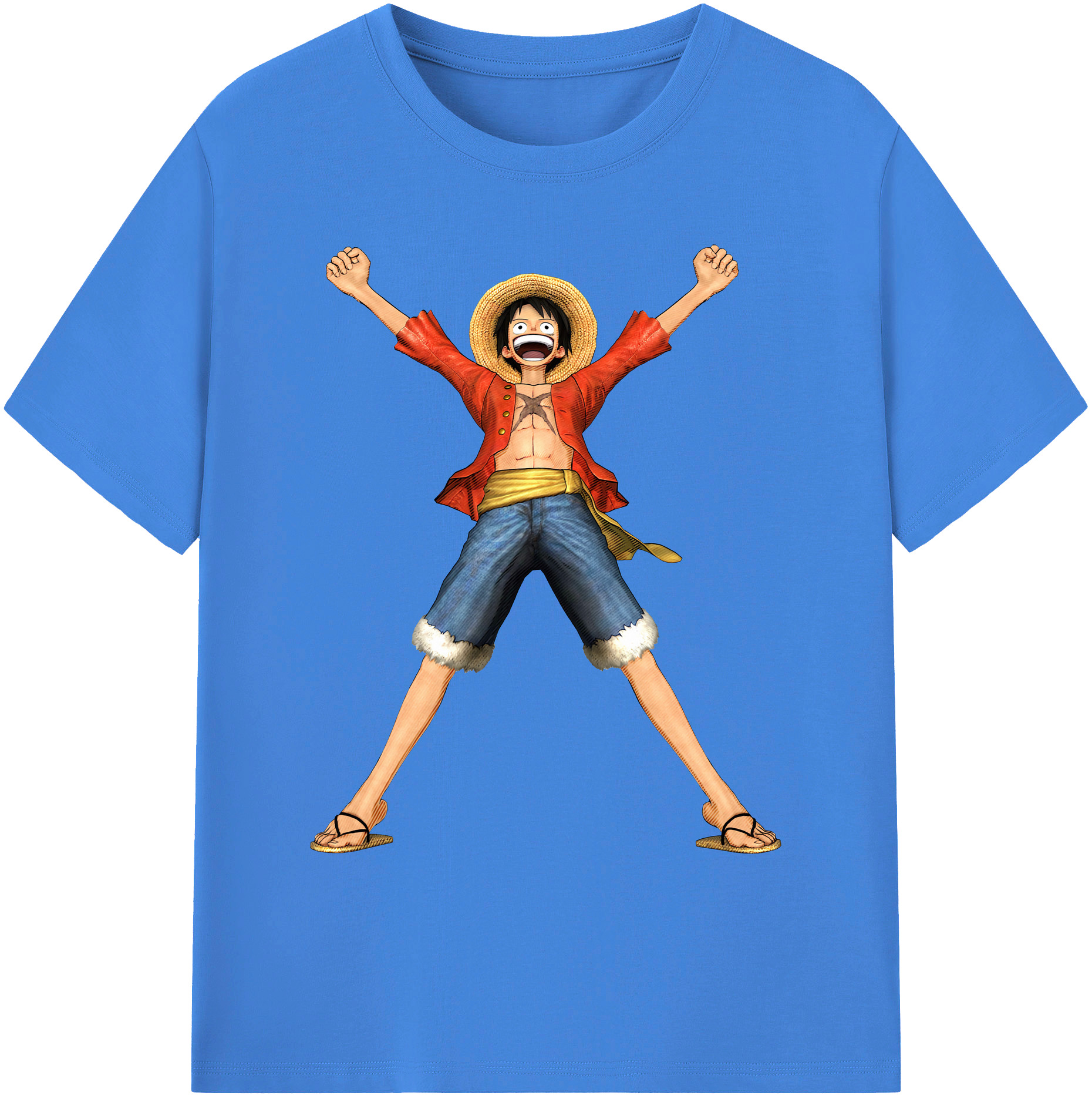 ワンピース モンキー・D・ルフィ ONE PIECE Monkey D. Luffy 綿100％ メンズ半袖Tシャツ｜肌触りやわらか＆通気性