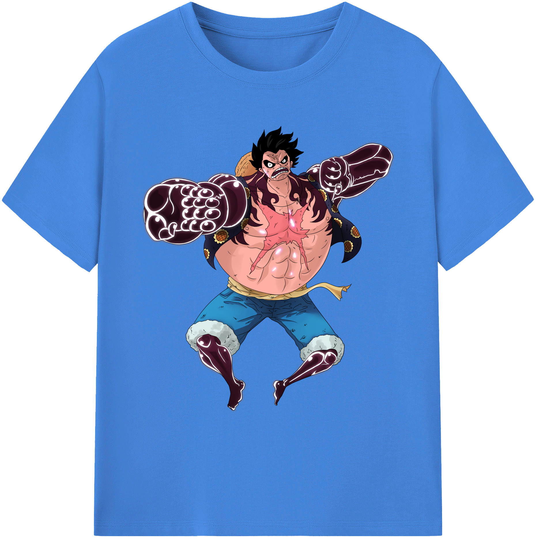 ワンピース モンキー・D・ルフィ ONE PIECE Monkey D. Luffy 綿100％ メンズ半袖Tシャツ｜肌触りやわらか＆通気性