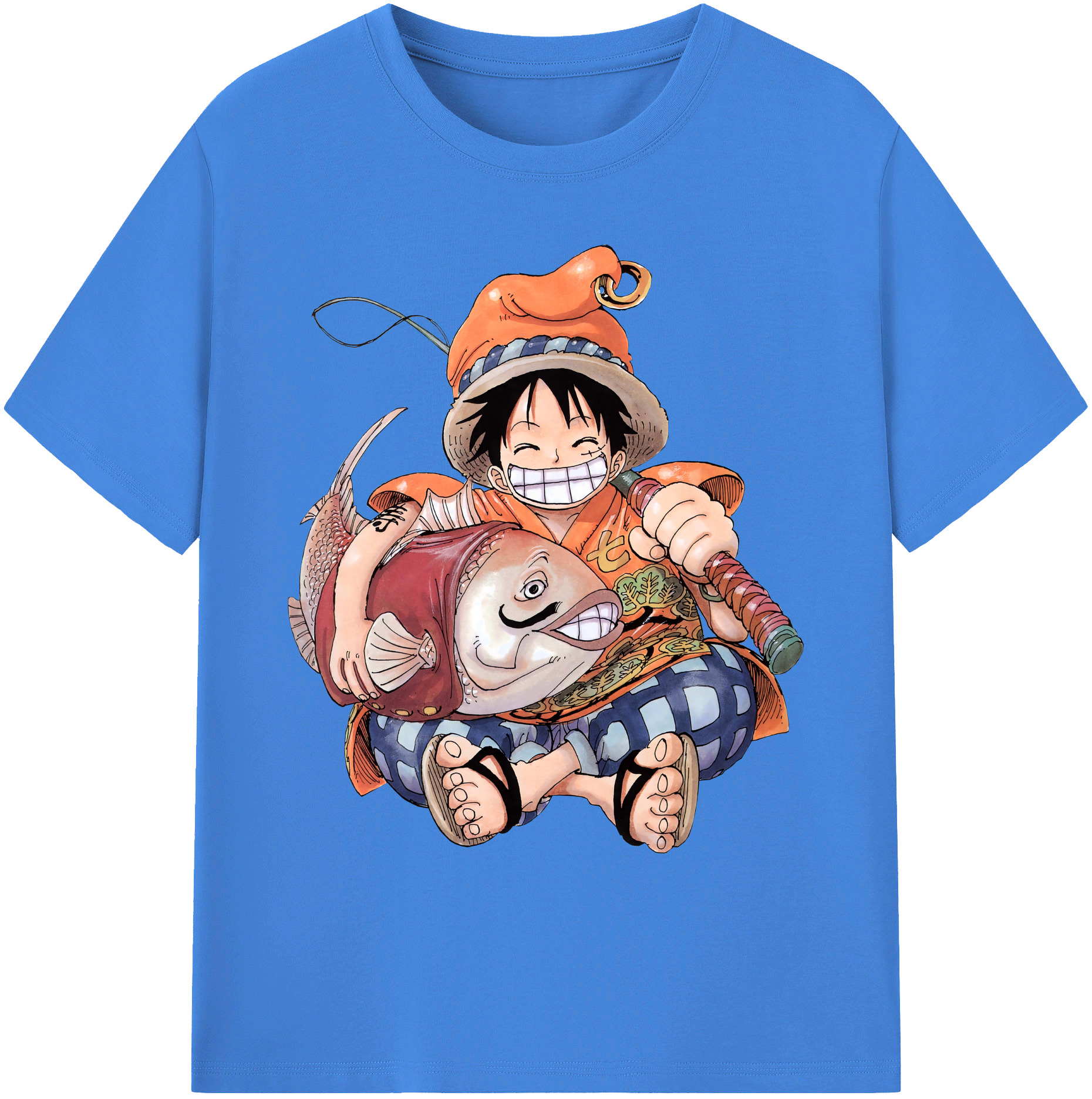 ワンピース モンキー・D・ルフィ ONE PIECE Monkey D. Luffy 綿100％ メンズ半袖Tシャツ｜肌触りやわらか＆通気性