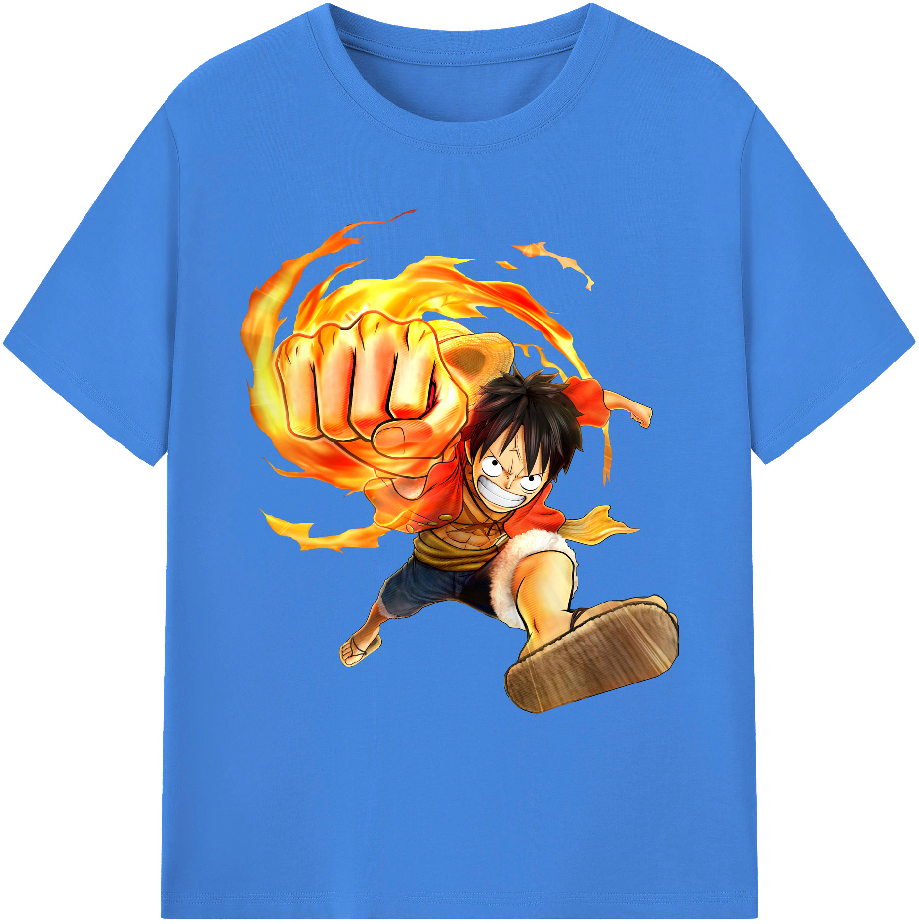 ワンピース モンキー・D・ルフィ ONE PIECE Monkey D. Luffy 綿100％ メンズ半袖Tシャツ｜肌触りやわらか＆通気性