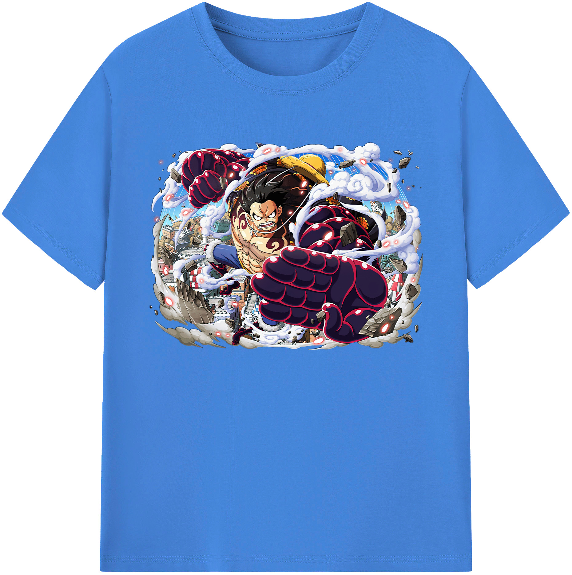 ワンピース モンキー・D・ルフィ ONE PIECE Monkey D. Luffy 綿100％ メンズ半袖Tシャツ｜肌触りやわらか＆通気性