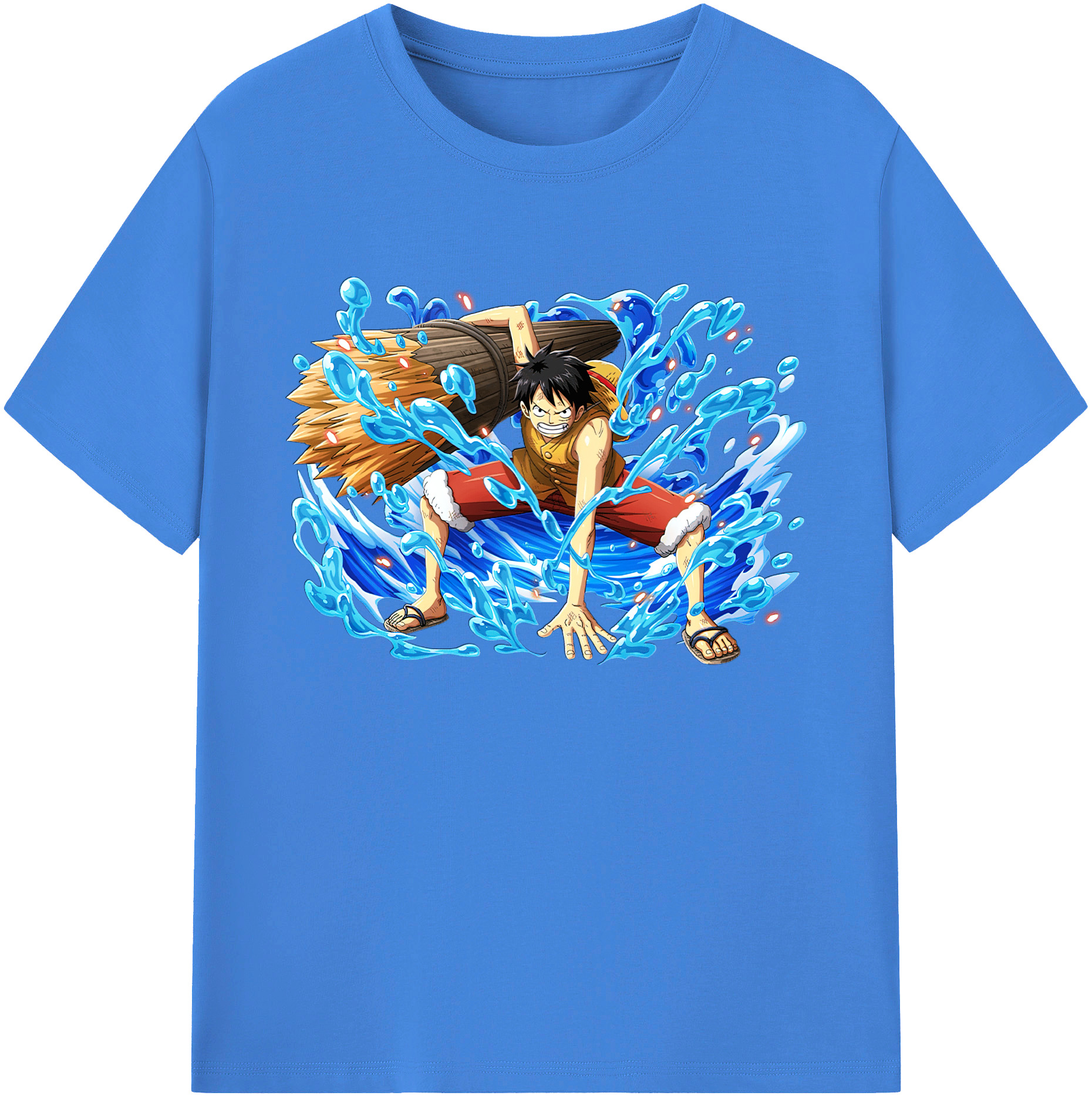 ワンピース モンキー・D・ルフィ ONE PIECE Monkey D. Luffy 綿100％ メンズ半袖Tシャツ｜肌触りやわらか＆通気性