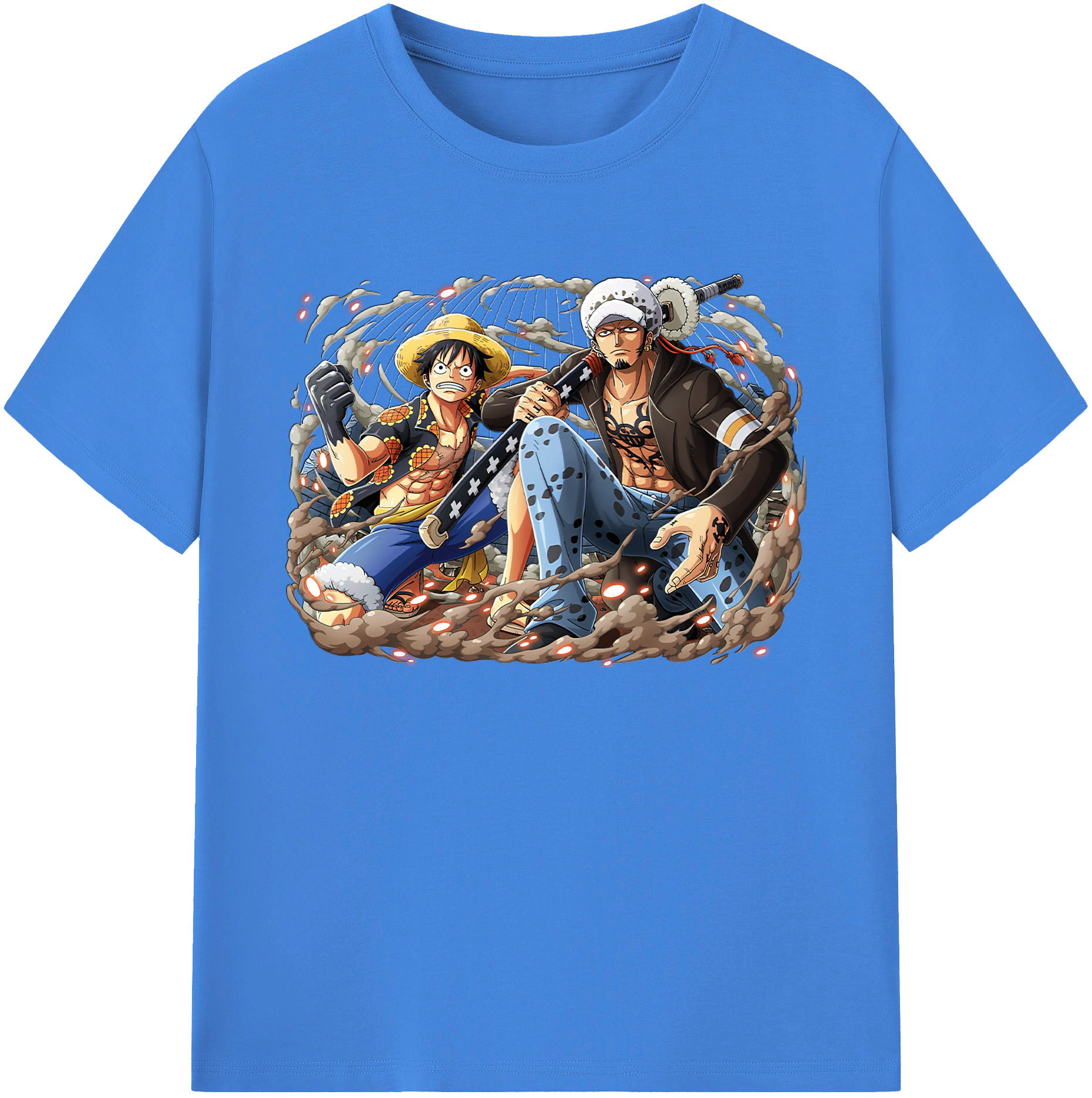 ワンピース モンキー・D・ルフィ ONE PIECE Monkey D. Luffy 綿100％ メンズ半袖Tシャツ｜肌触りやわらか＆通気性