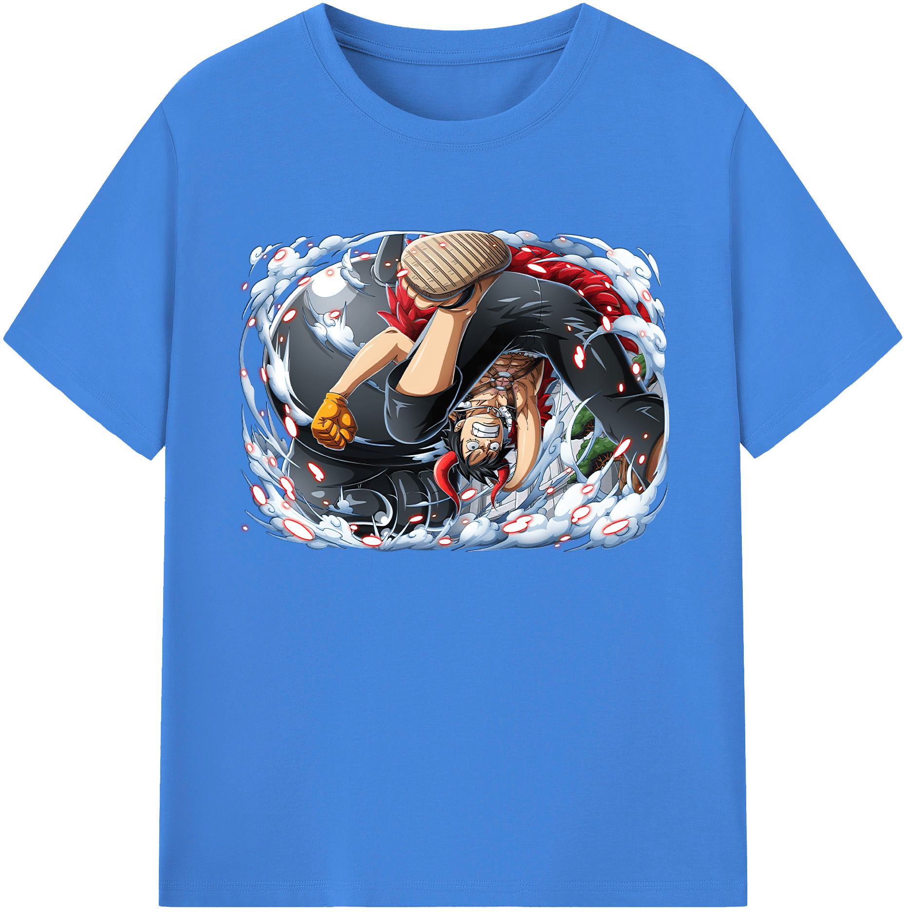ワンピース モンキー・D・ルフィ ONE PIECE Monkey D. Luffy 綿100％ メンズ半袖Tシャツ｜肌触りやわらか＆通気性
