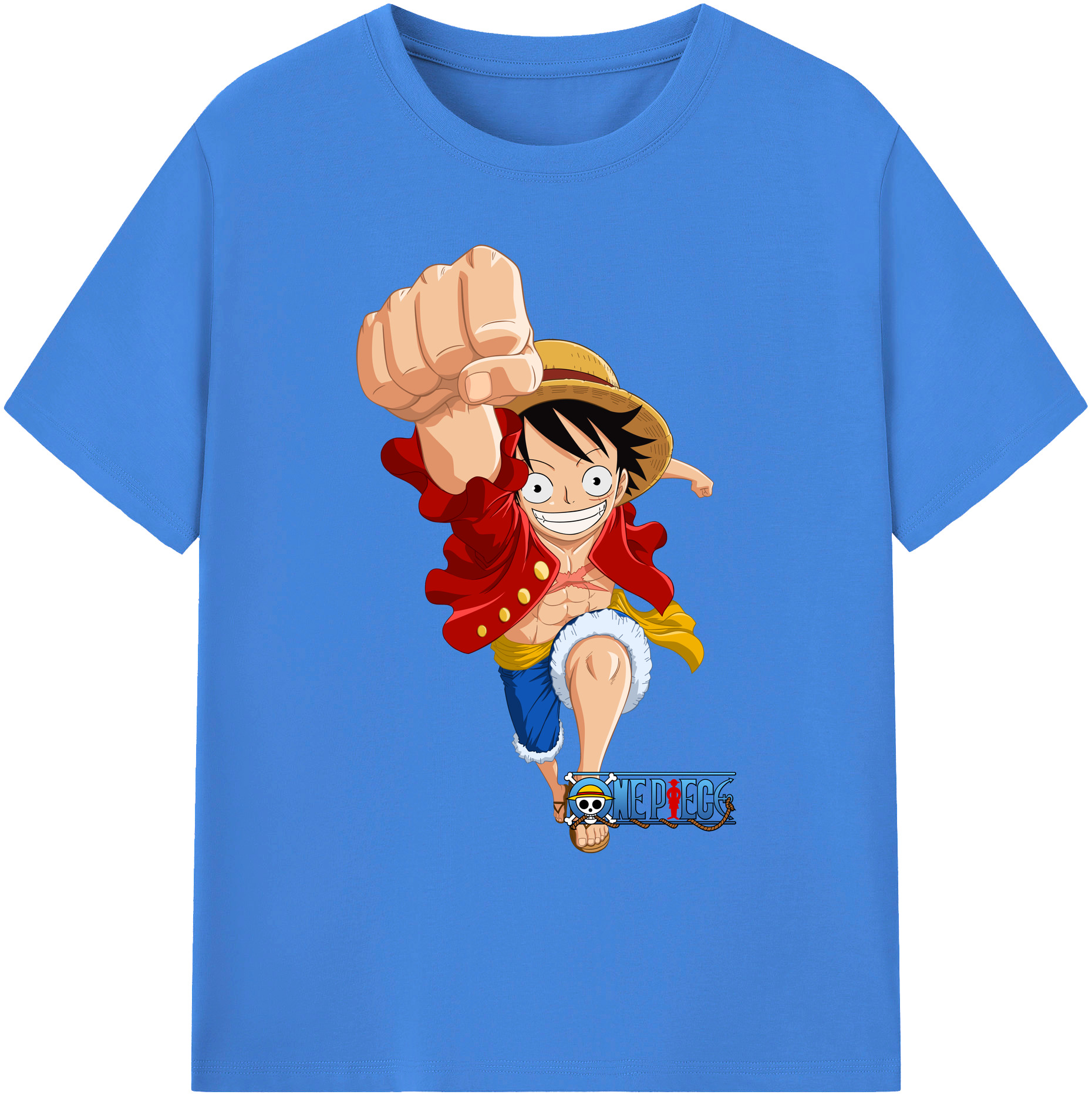 ワンピース モンキー・D・ルフィ ONE PIECE Monkey D. Luffy 綿100％ メンズ半袖Tシャツ｜肌触りやわらか＆通気性