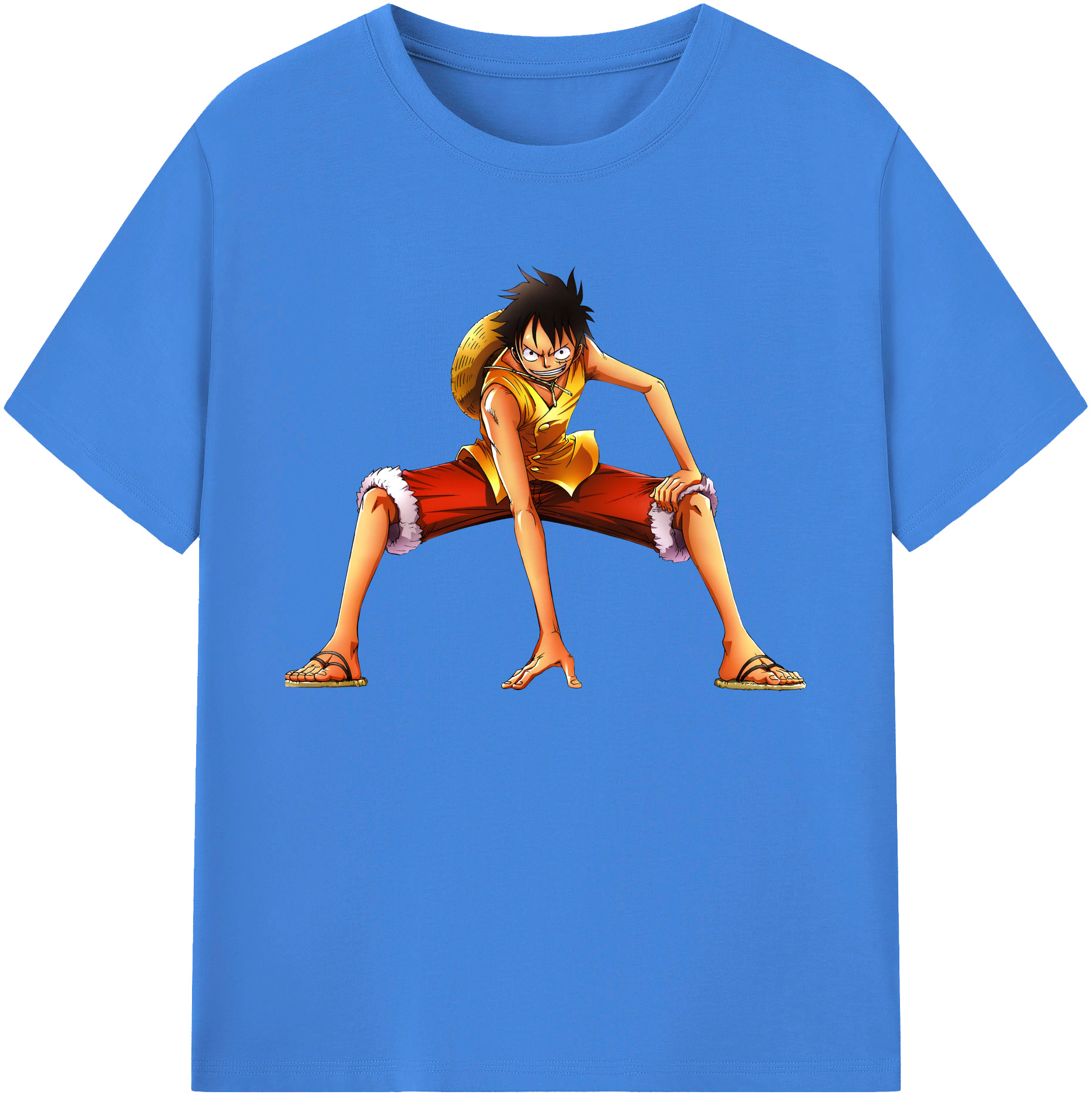 ワンピース モンキー・D・ルフィ ONE PIECE Monkey D. Luffy 綿100％ メンズ半袖Tシャツ｜肌触りやわらか＆通気性