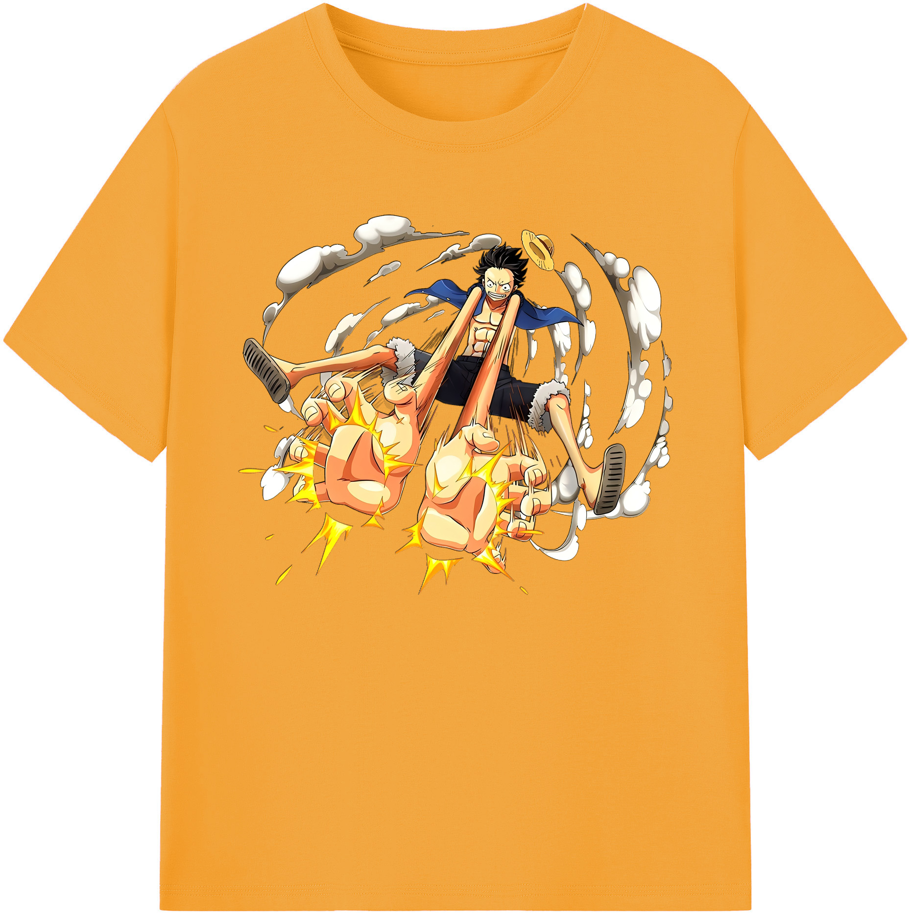 ワンピース モンキー・D・ルフィ ONE PIECE Monkey D. Luffy 綿100％ メンズ半袖Tシャツ｜肌触りやわらか＆通気性