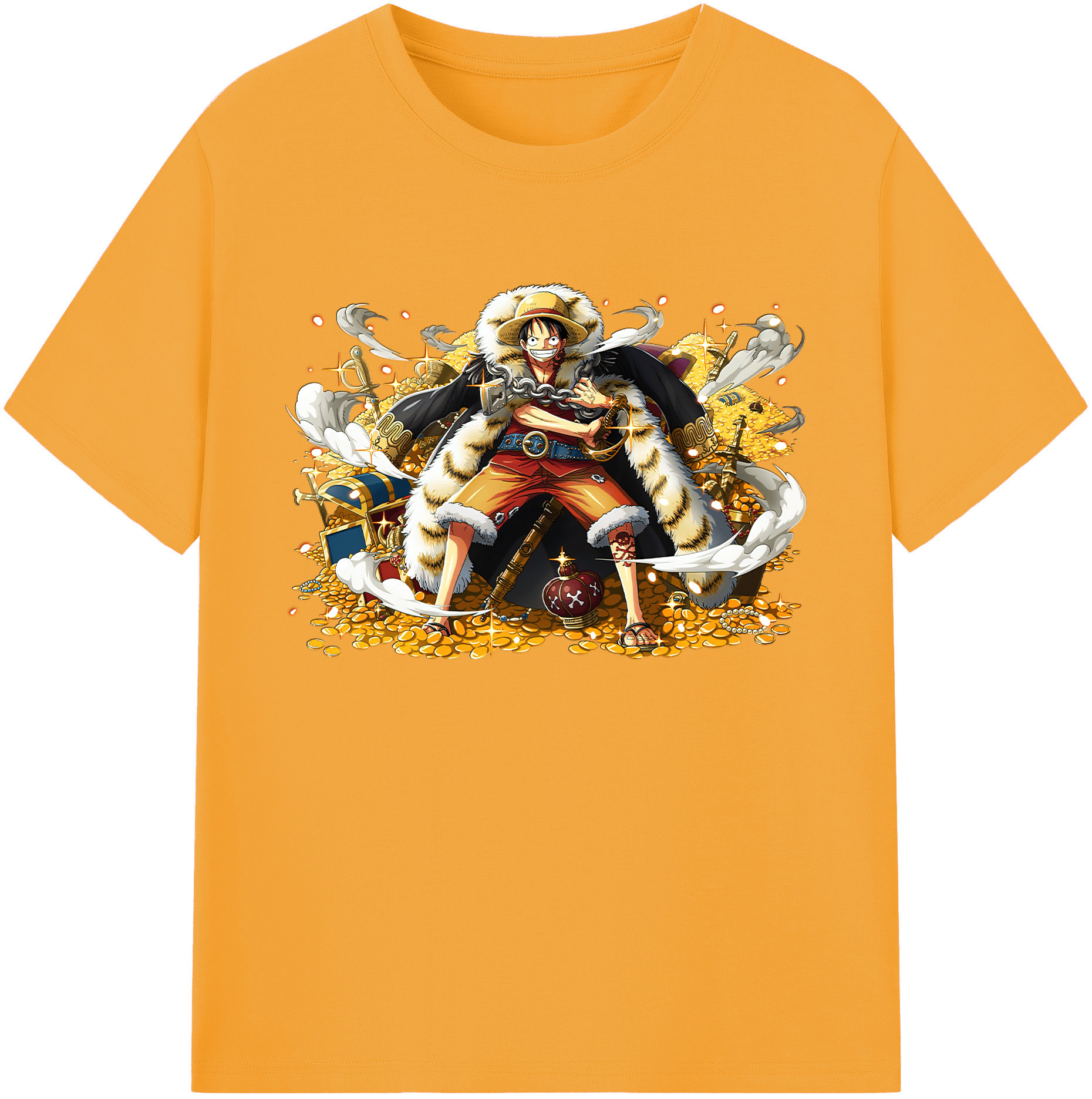 ワンピース モンキー・D・ルフィ ONE PIECE Monkey D. Luffy 綿100％ メンズ半袖Tシャツ｜肌触りやわらか＆通気性