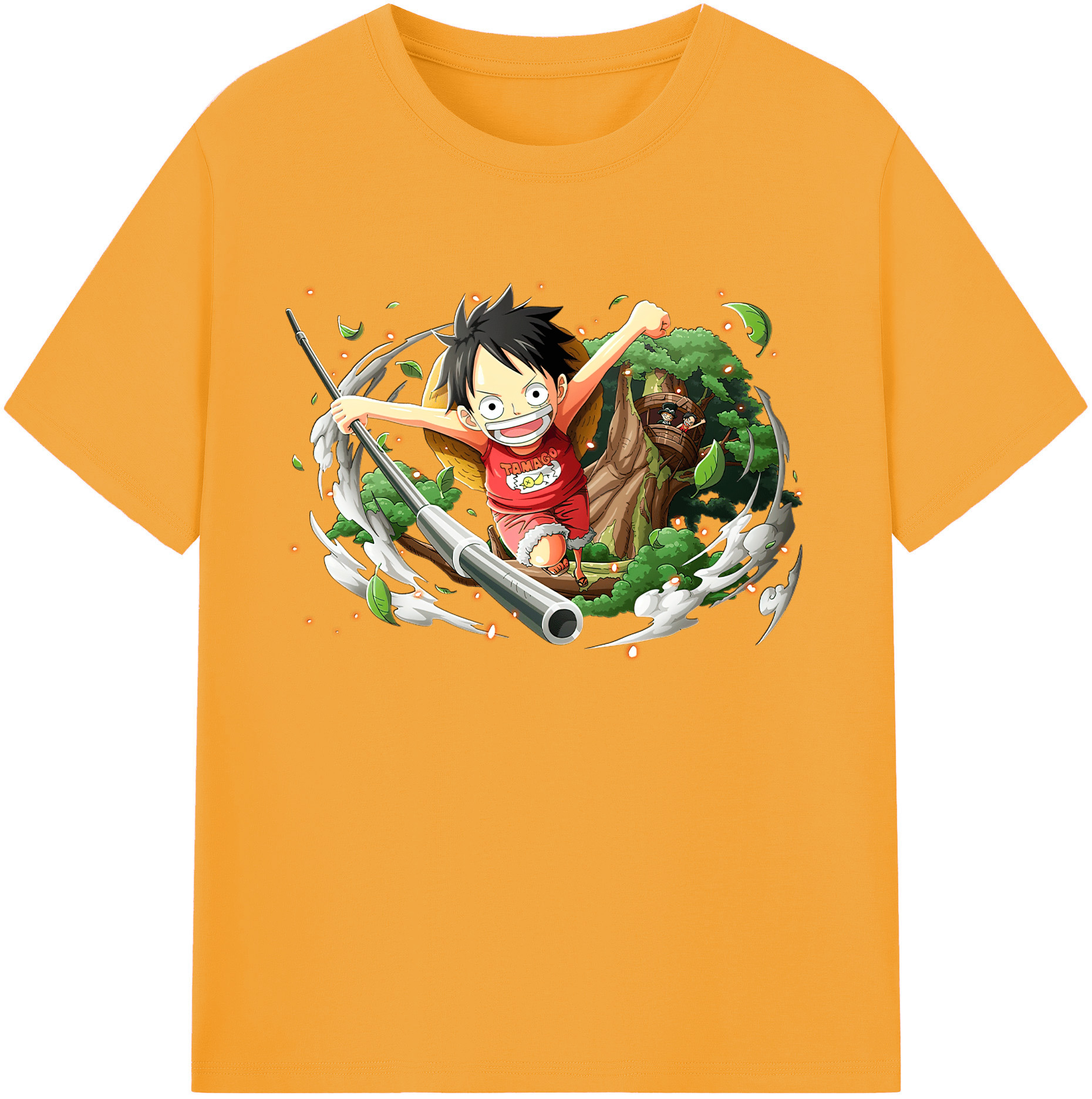 ワンピース モンキー・D・ルフィ ONE PIECE Monkey D. Luffy 綿100％ メンズ半袖Tシャツ｜肌触りやわらか＆通気性