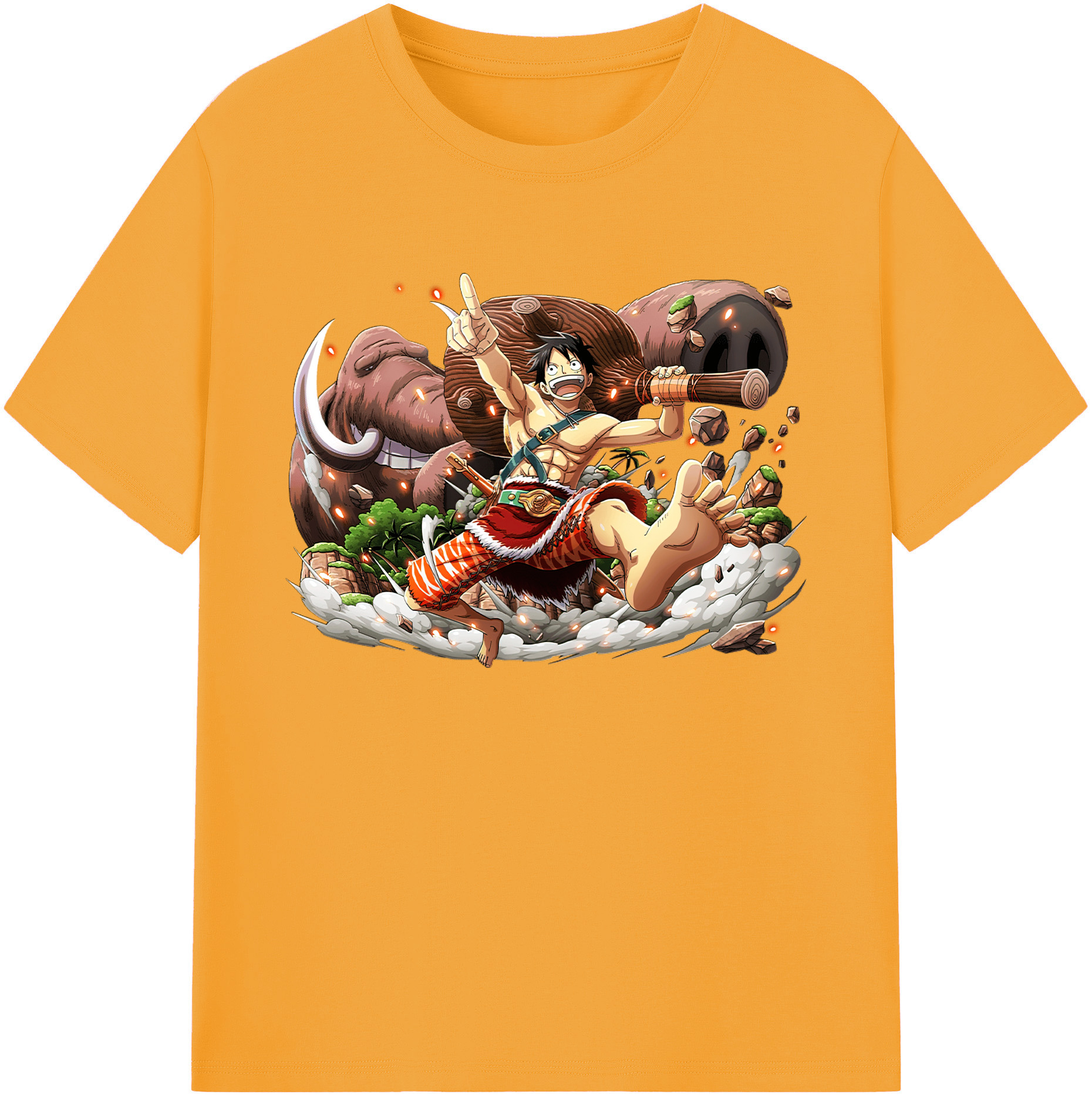 ワンピース モンキー・D・ルフィ ONE PIECE Monkey D. Luffy 綿100％ メンズ半袖Tシャツ｜肌触りやわらか＆通気性