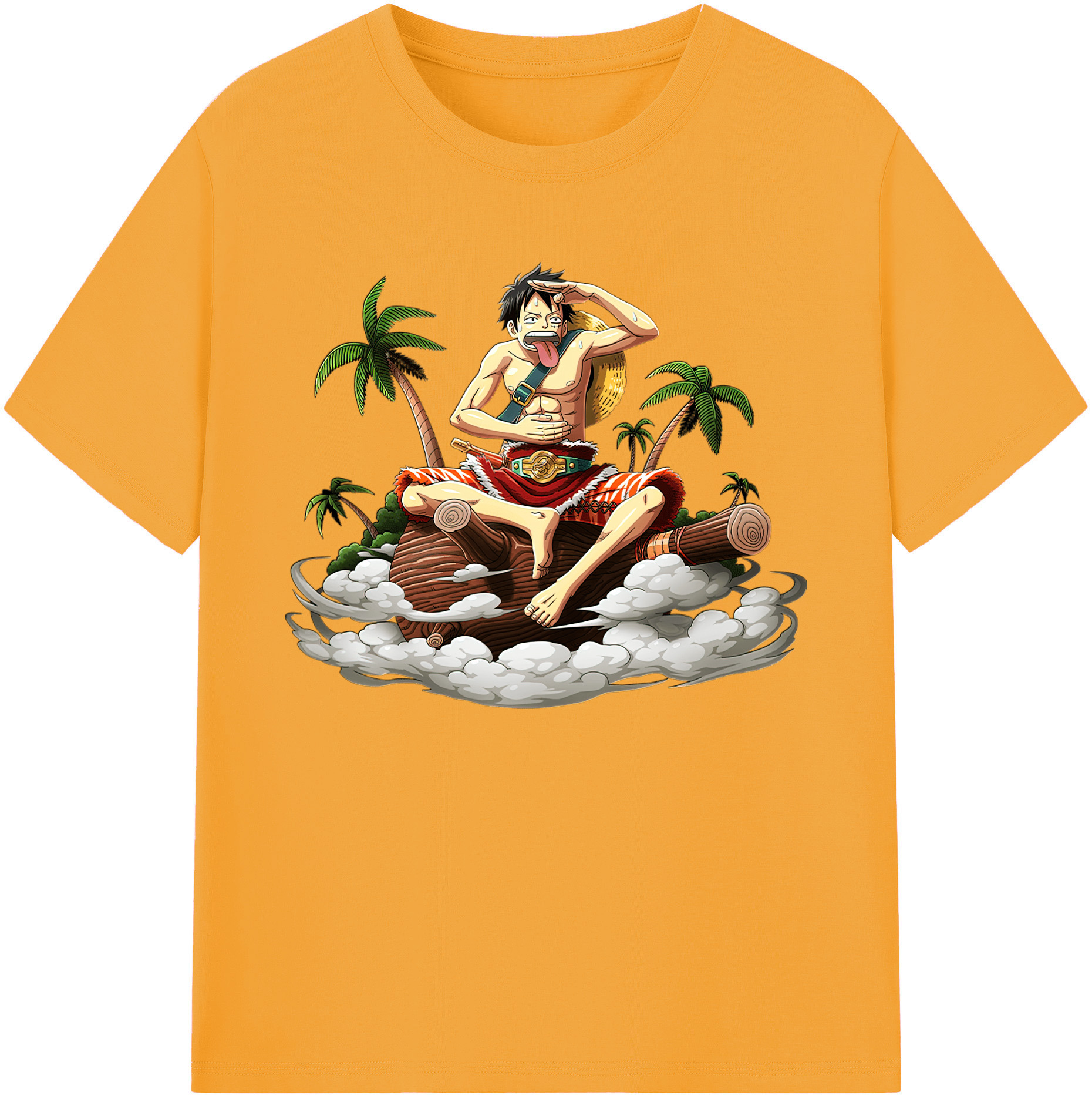 ワンピース モンキー・D・ルフィ ONE PIECE Monkey D. Luffy 綿100％ メンズ半袖Tシャツ｜肌触りやわらか＆通気性