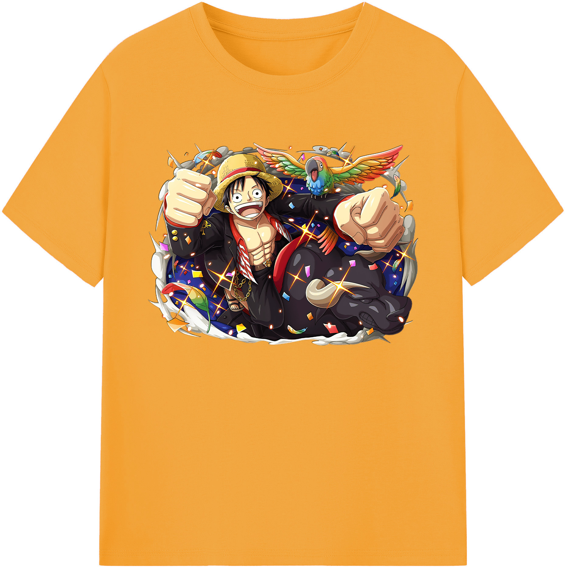 ワンピース モンキー・D・ルフィ ONE PIECE Monkey D. Luffy 綿100％ メンズ半袖Tシャツ｜肌触りやわらか＆通気性