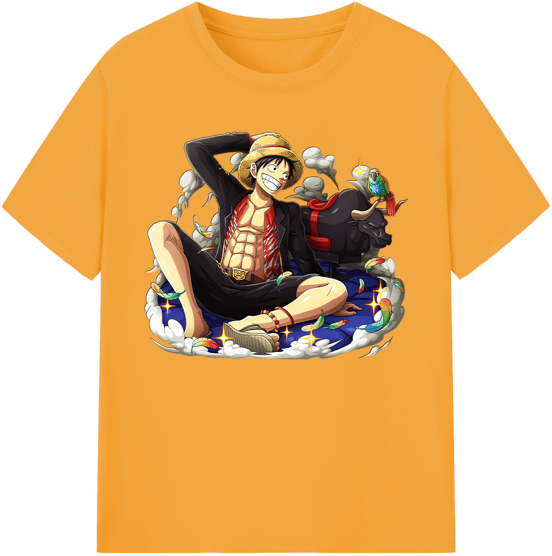 ワンピース モンキー・D・ルフィ ONE PIECE Monkey D. Luffy 綿100％ メンズ半袖Tシャツ｜肌触りやわらか＆通気性