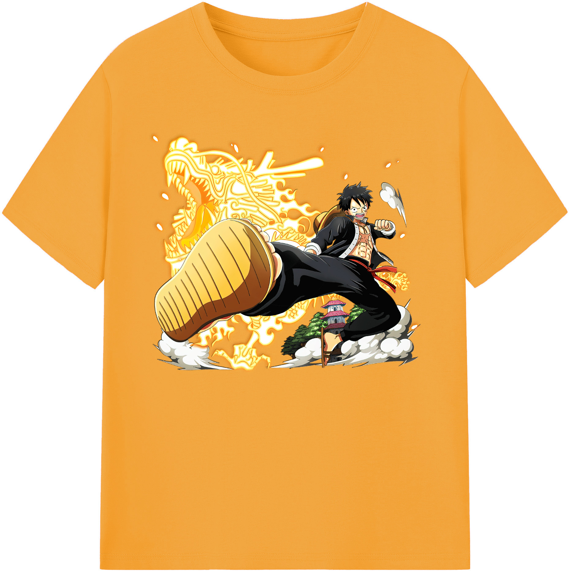 ワンピース モンキー・D・ルフィ ONE PIECE Monkey D. Luffy 綿100％ メンズ半袖Tシャツ｜肌触りやわらか＆通気性