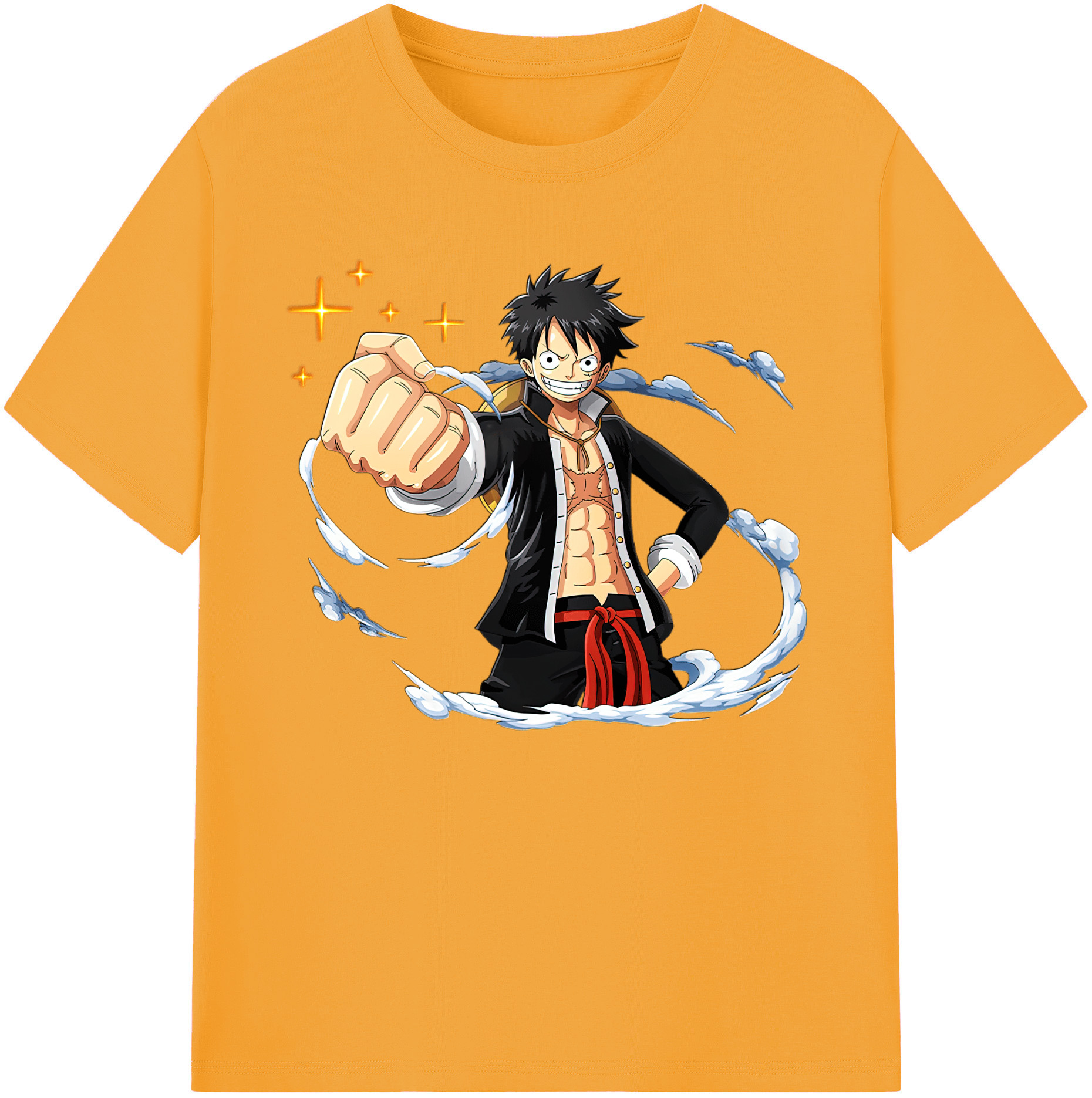 ワンピース モンキー・D・ルフィ ONE PIECE Monkey D. Luffy 綿100％ メンズ半袖Tシャツ｜肌触りやわらか＆通気性