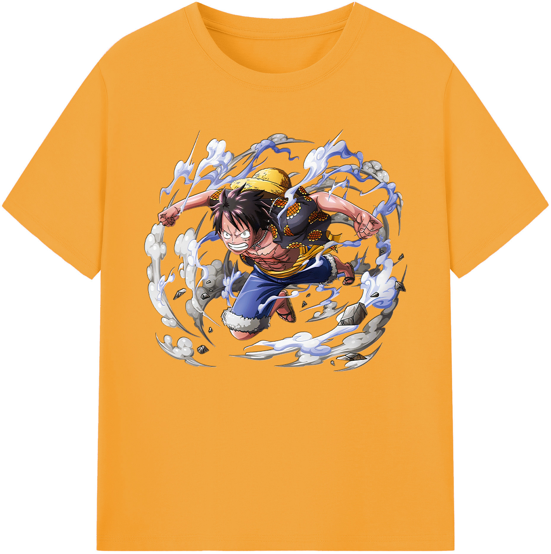 ワンピース モンキー・D・ルフィ ONE PIECE Monkey D. Luffy 綿100％ メンズ半袖Tシャツ｜肌触りやわらか＆通気性